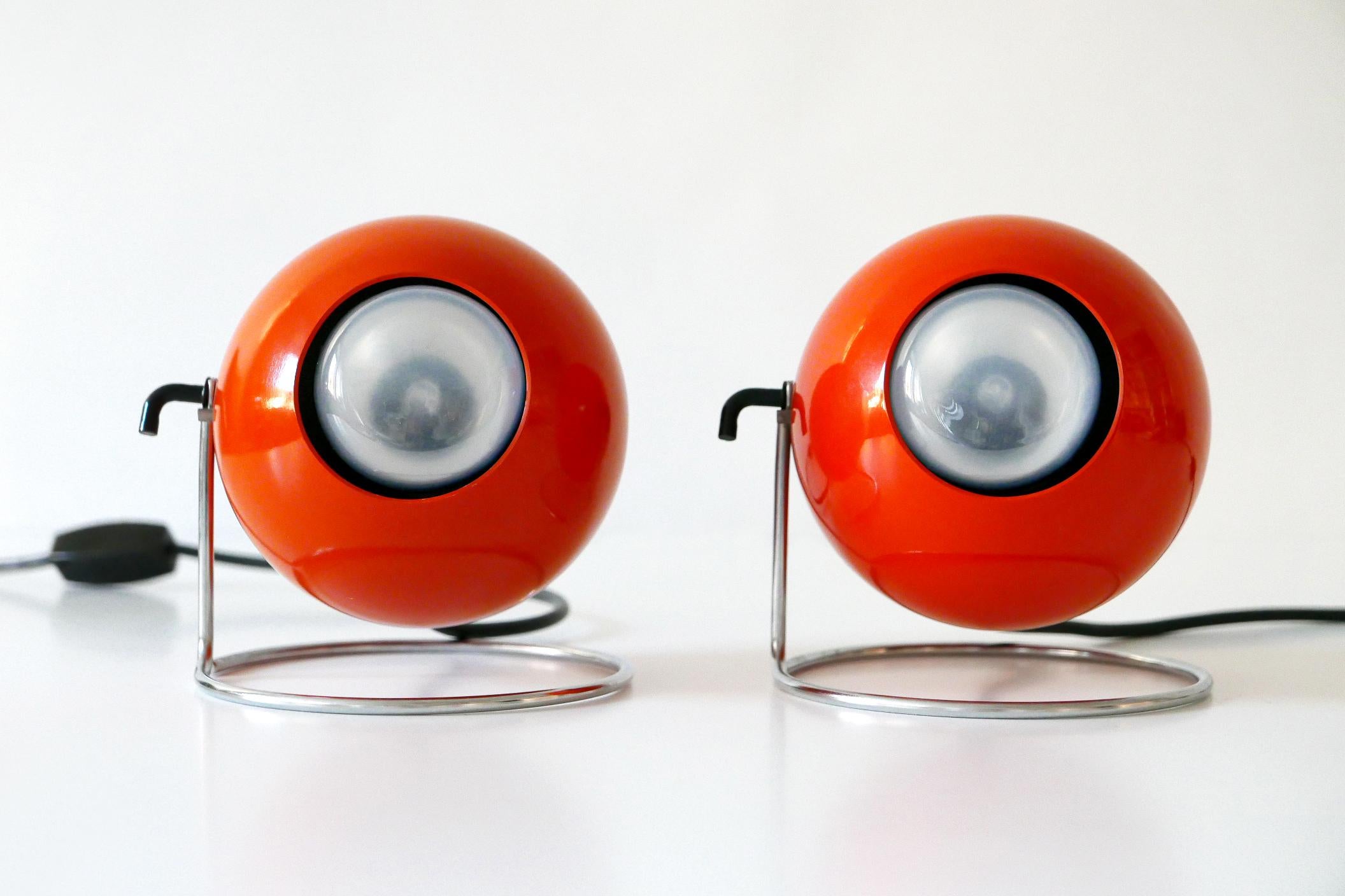 Acier inoxydable Lot de deux lampes de table 'Eye' en métal:: ERCO:: années 1960-1970 Allemagne en vente