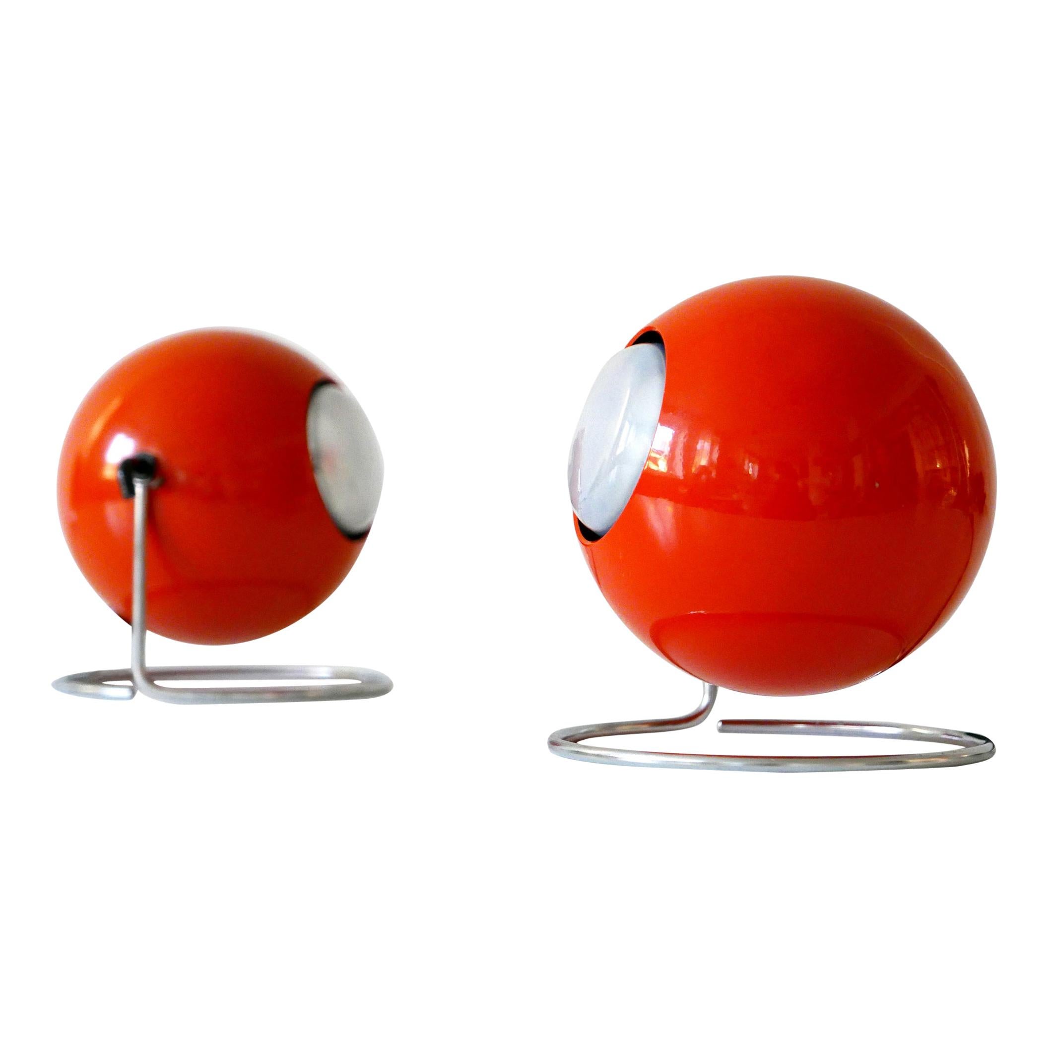 Set of Two Mid-Century Modern Metal 'Eye' Table Lamps, ERCO, 1960s-1970s Germany