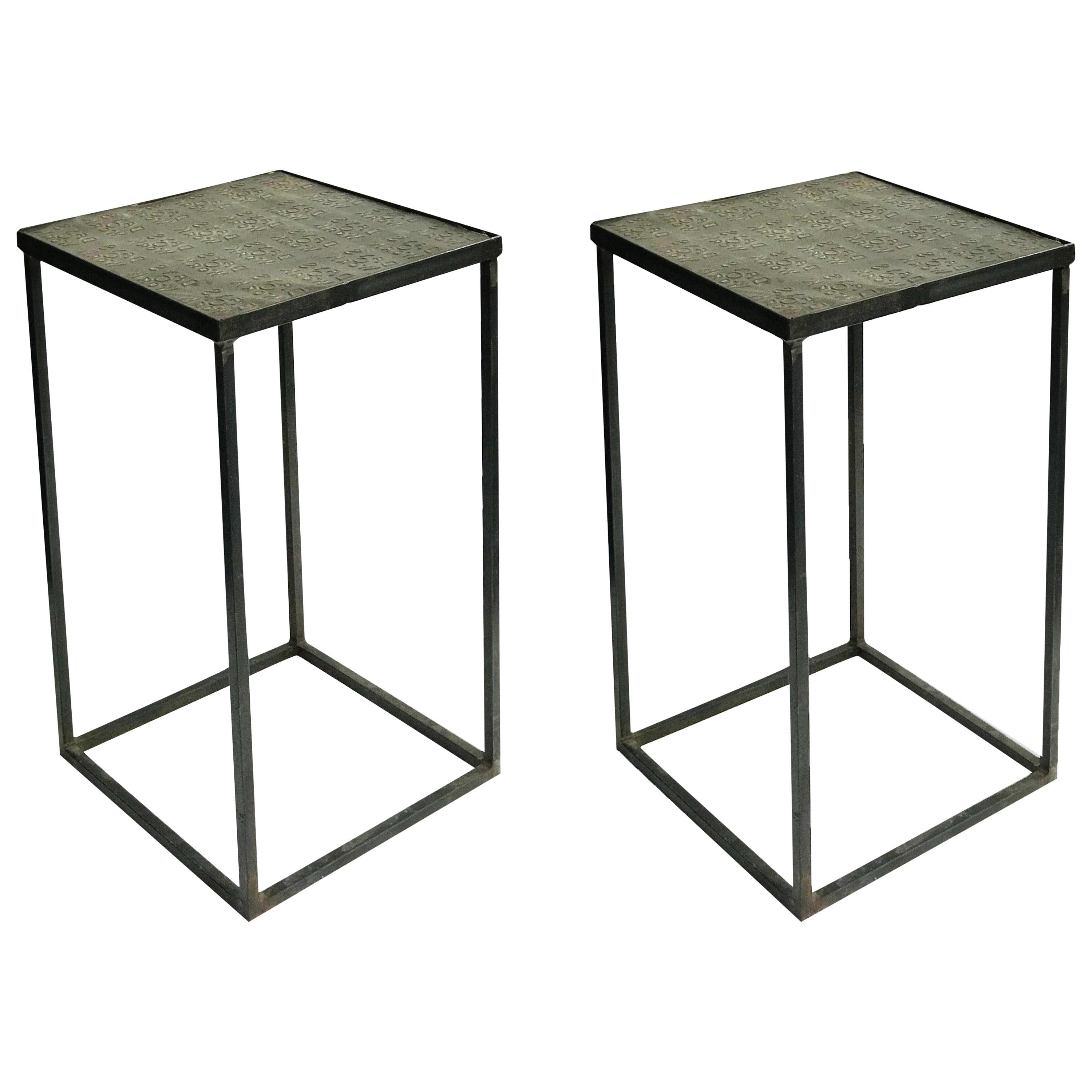 Set of Two Mid-Century Modern Metal Side or Occasional Tables 