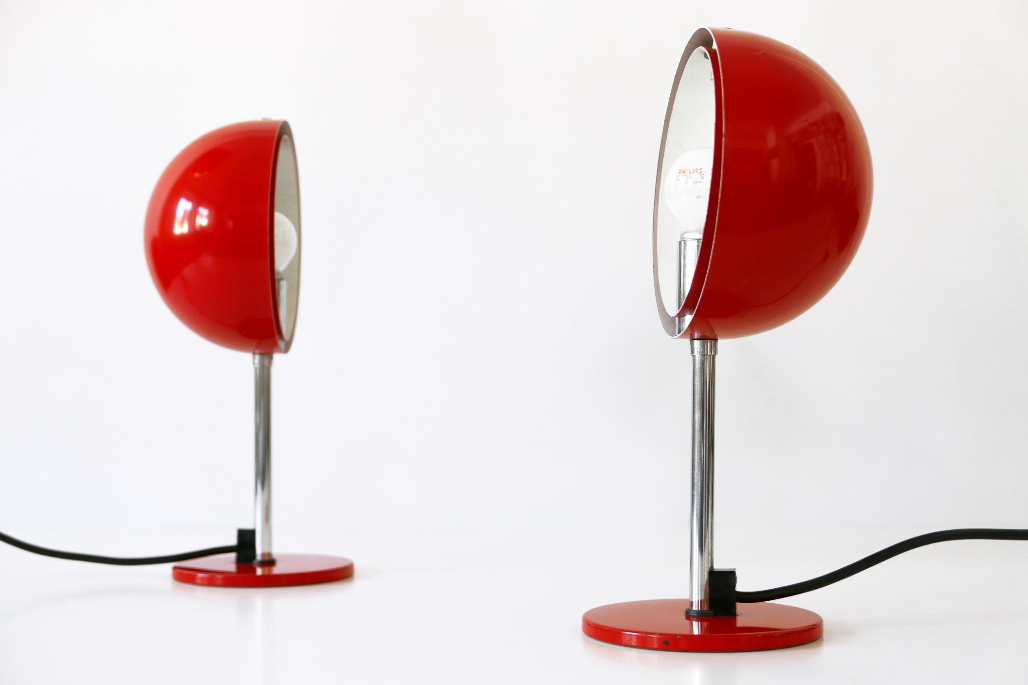 Set of Two Mid-Century Modern Moon Table Lamps by Hustadt-Leuchten 1960s Germany For Sale 6