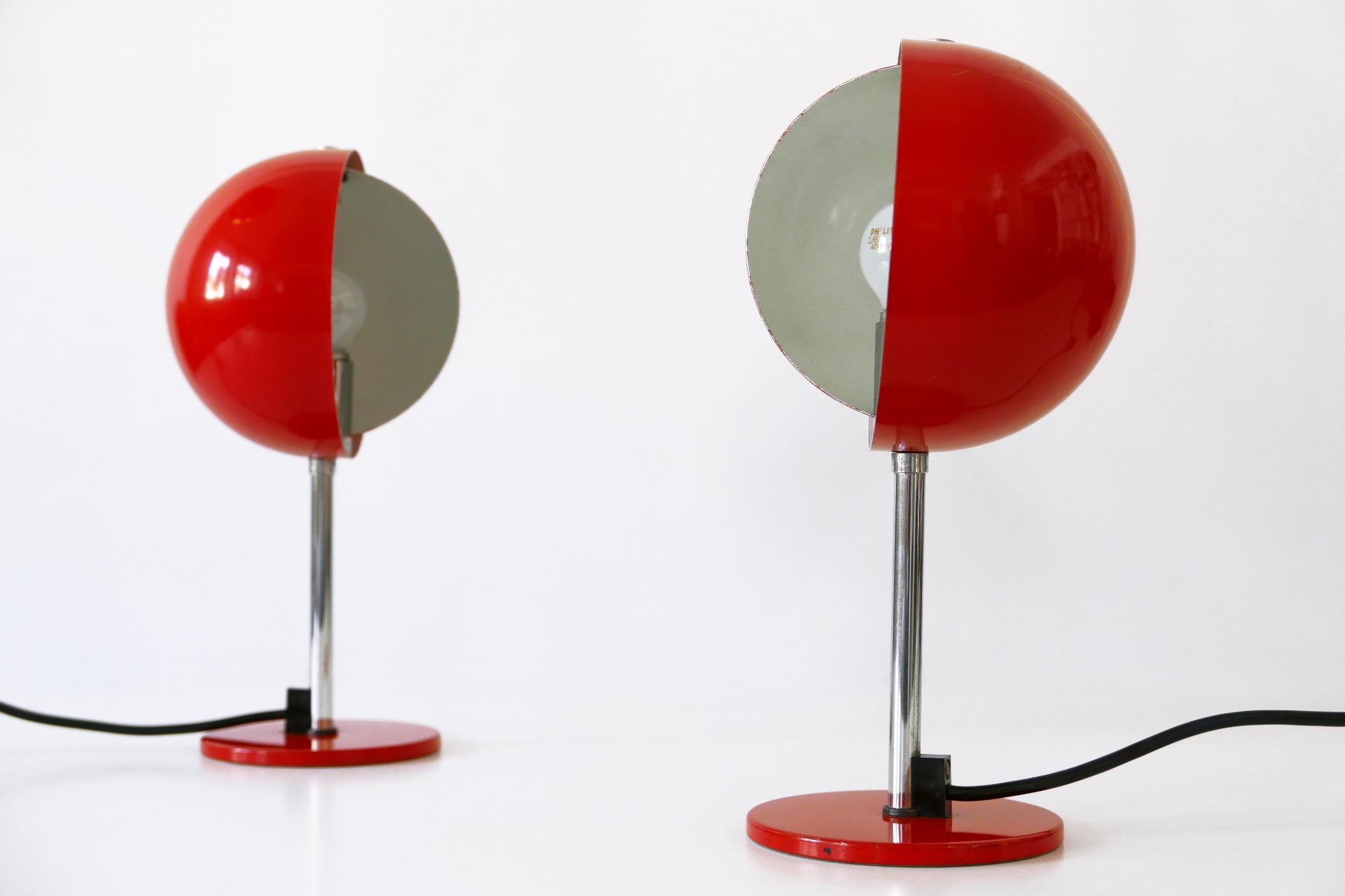 Set of Two Mid-Century Modern Moon Table Lamps by Hustadt-Leuchten 1960s Germany For Sale 7