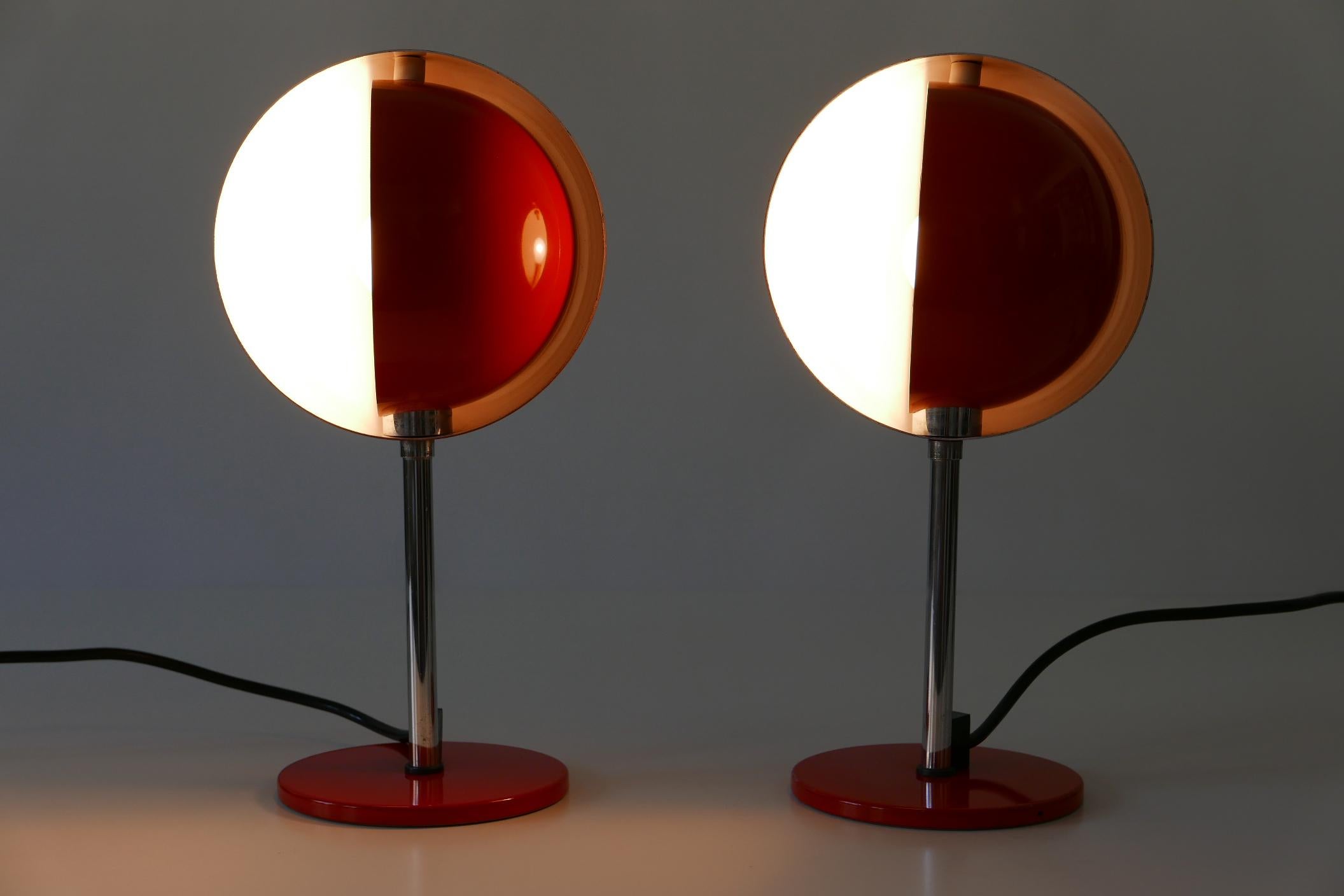 Set of Two Mid-Century Modern Moon Table Lamps by Hustadt-Leuchten 1960s Germany For Sale 8