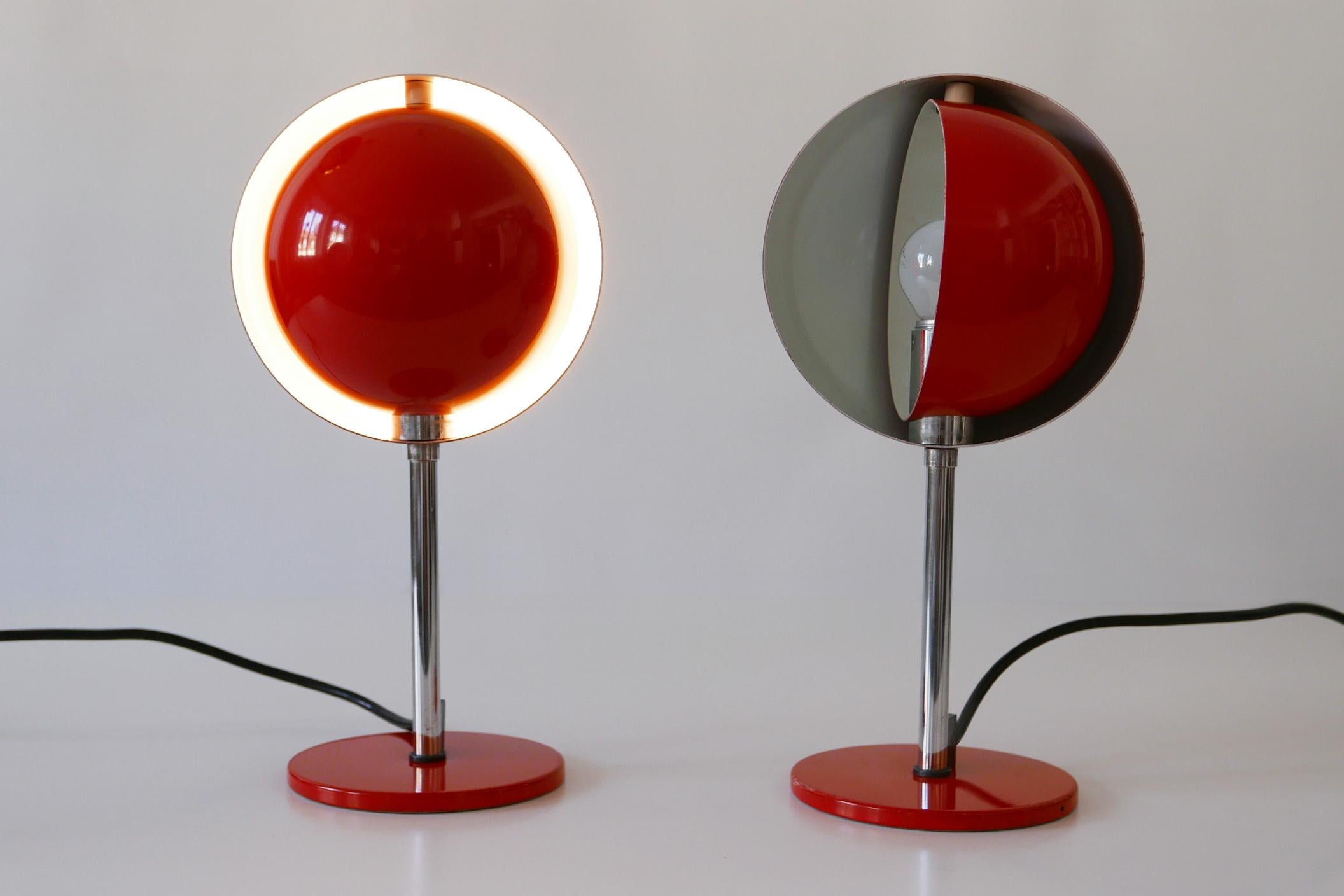 Set of Two Mid-Century Modern Moon Table Lamps by Hustadt-Leuchten 1960s Germany For Sale 9