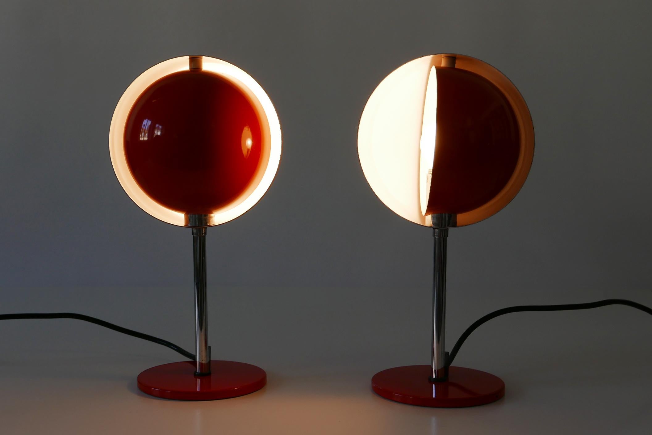 Set of Two Mid-Century Modern Moon Table Lamps by Hustadt-Leuchten 1960s Germany For Sale 10