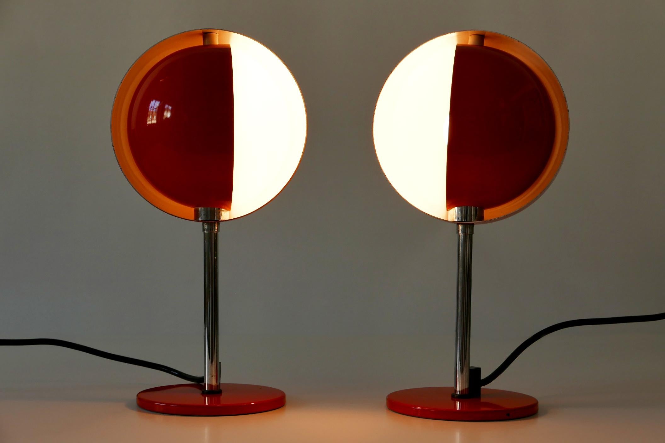 Set of Two Mid-Century Modern Moon Table Lamps by Hustadt-Leuchten 1960s Germany For Sale 1