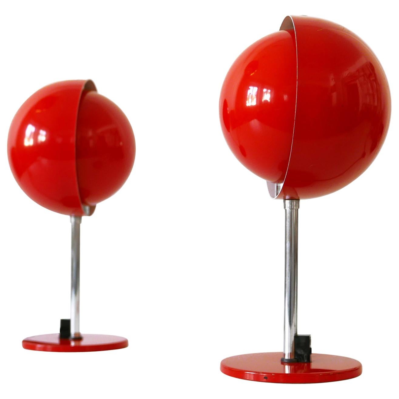 Set of Two Mid-Century Modern Moon Table Lamps by Hustadt-Leuchten 1960s Germany