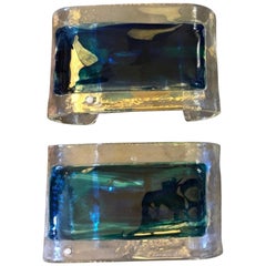 Set of two Mid-Century Modern Murano Glass Wall Sconces by La Murrina circa 1970