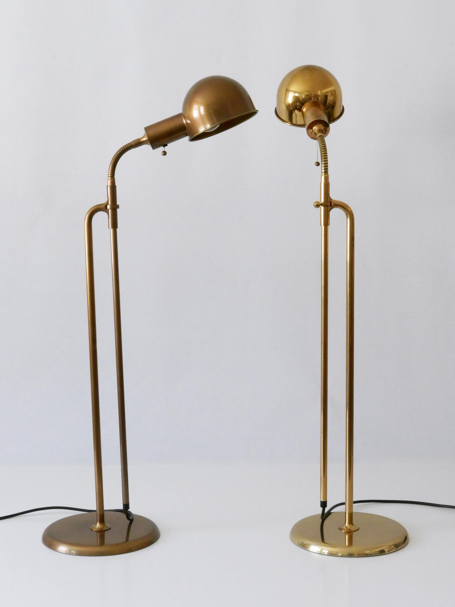 Bronzed Set of Two Mid-Century Modern Reading Floor Lamps 'Bola' by Florian Schulz 1970s For Sale
