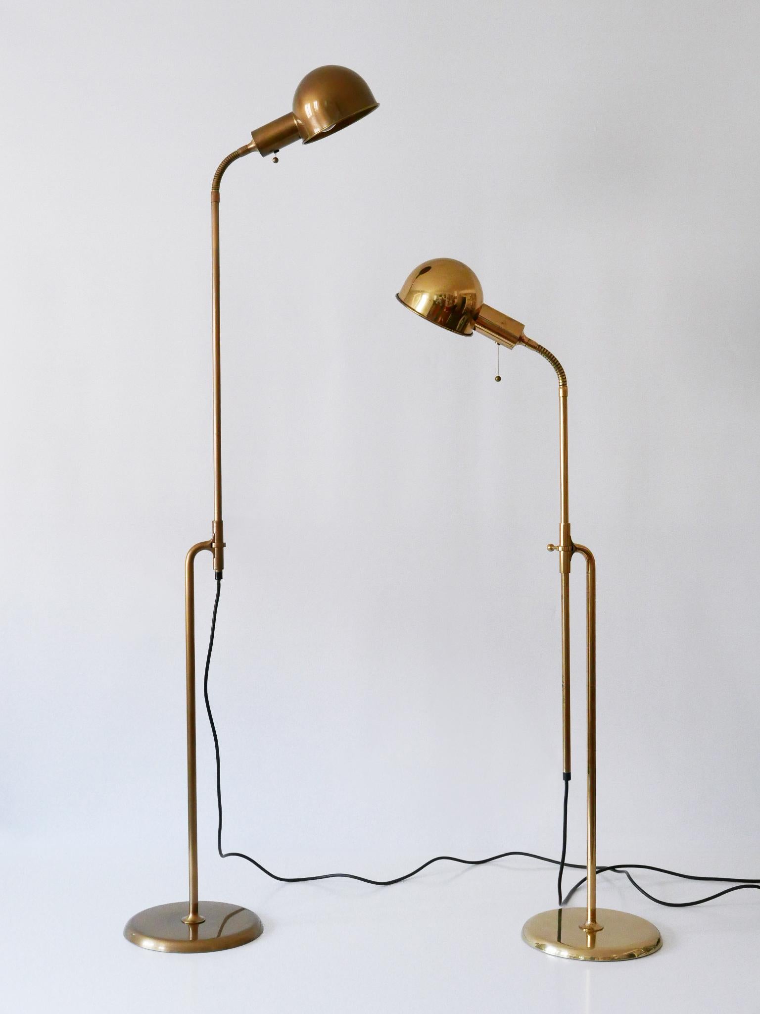 Brass Set of Two Mid-Century Modern Reading Floor Lamps 'Bola' by Florian Schulz 1970s For Sale
