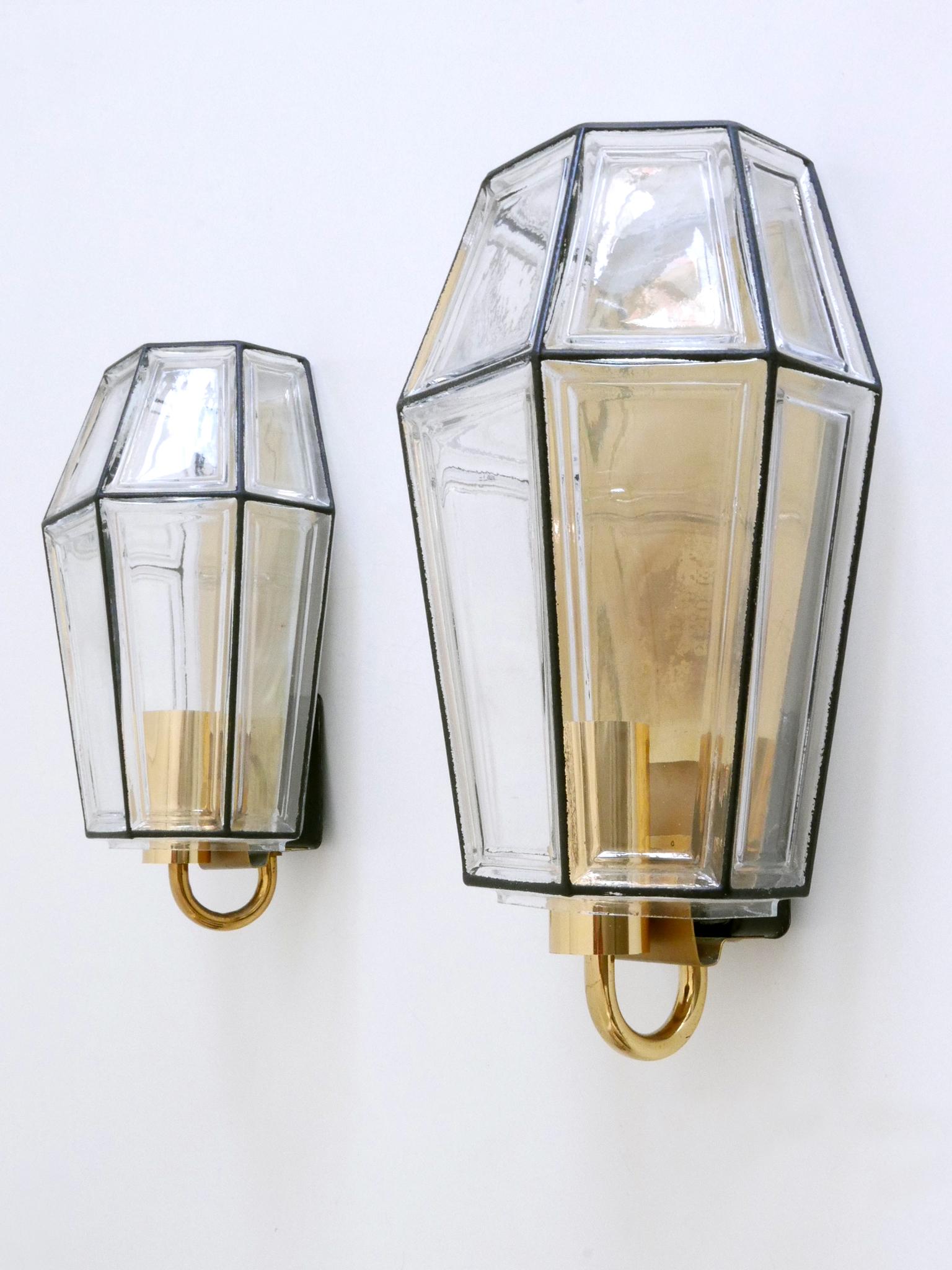 German Set of Two Mid-Century Modern Sconces or Wall Fixtures by Glashütte Limburg For Sale