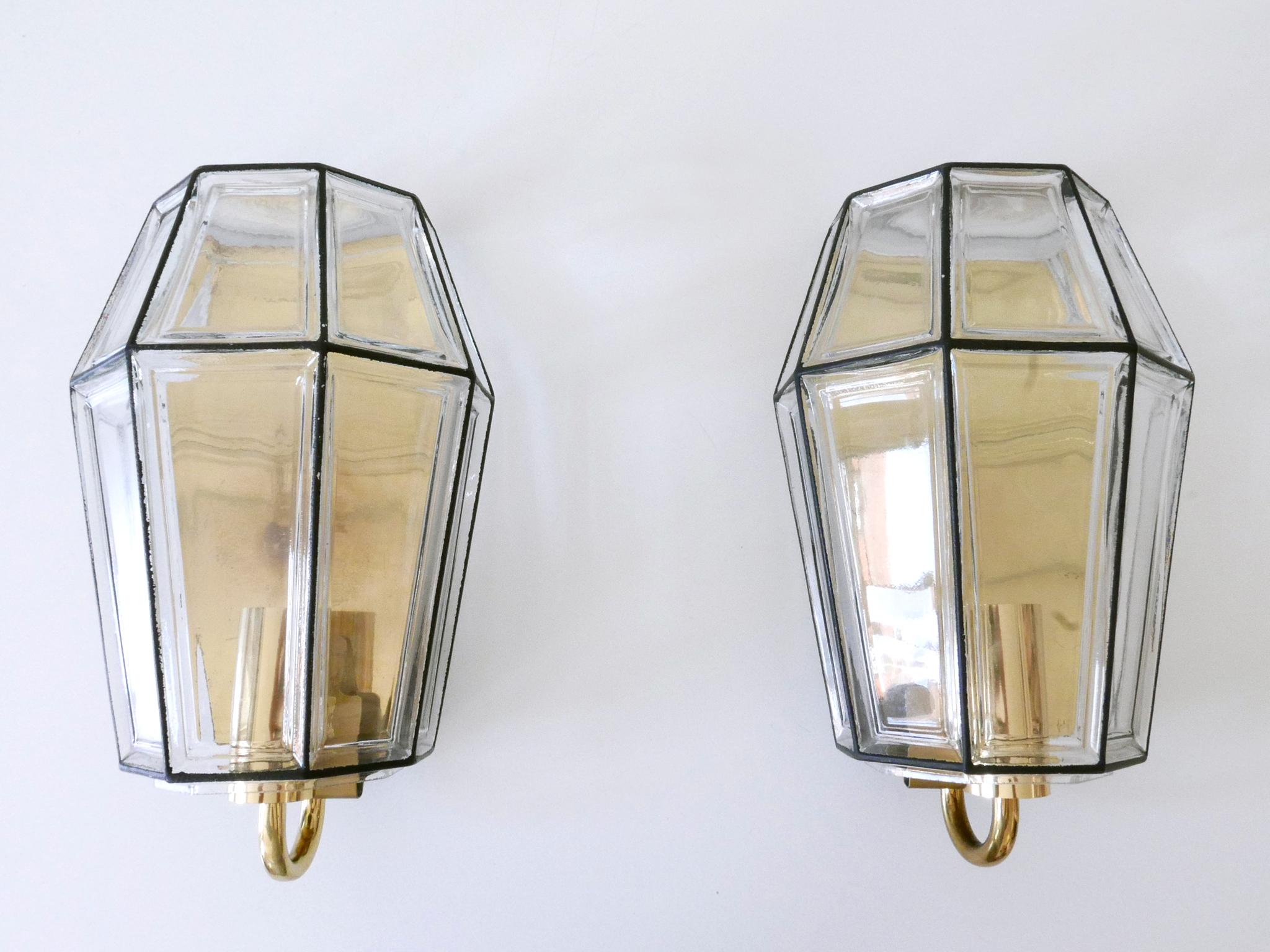 Mid-20th Century Set of Two Mid-Century Modern Sconces or Wall Fixtures by Glashütte Limburg For Sale