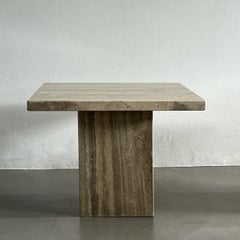 Set of Two Mid-Century Modern Side Tables in Travertine, Urban Wabi Style, Pair