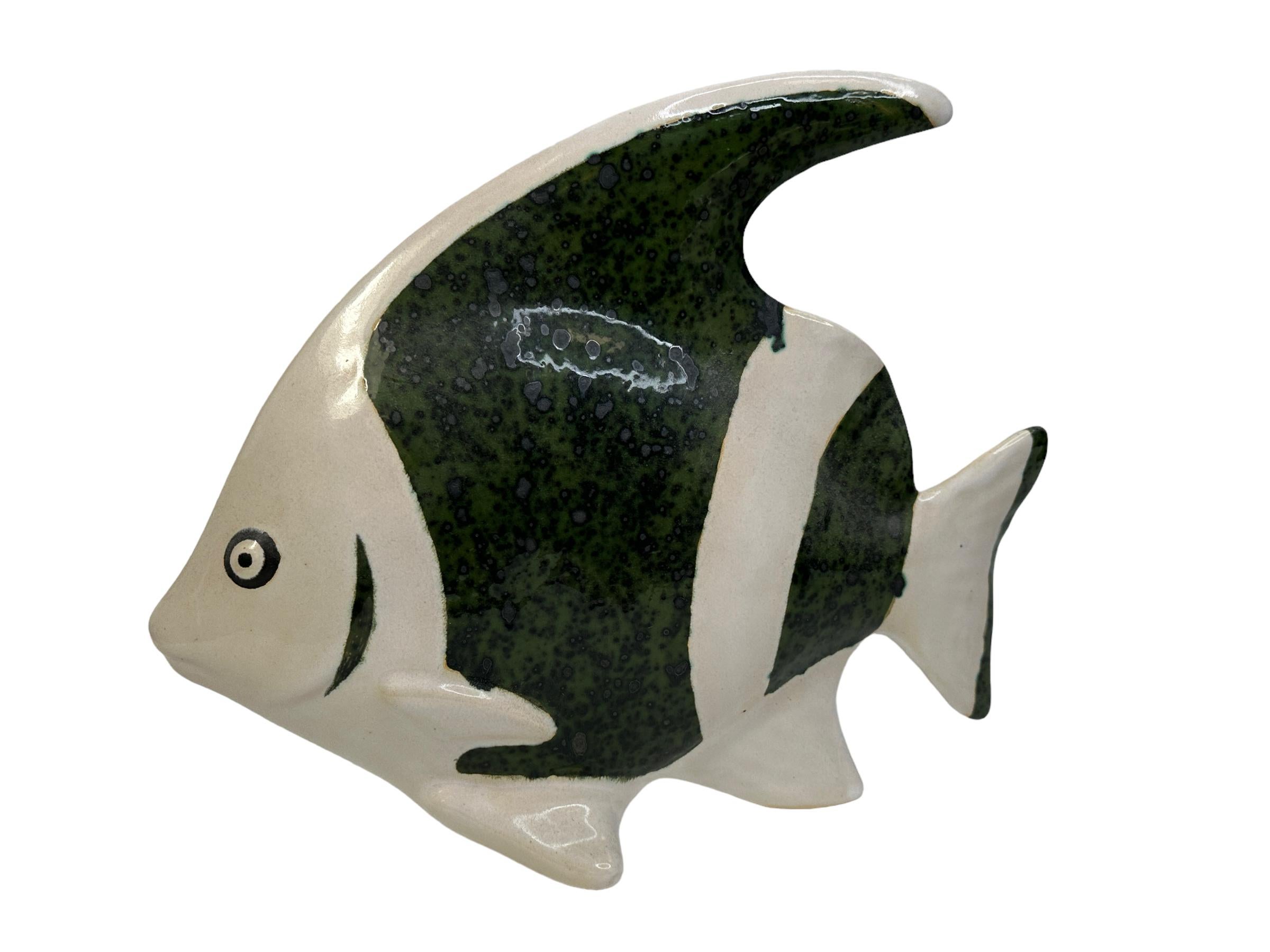 Hand-Crafted Set of Two Mid-Century Modern Studio Ceramic Fish Figures, Vintage German 1980s For Sale