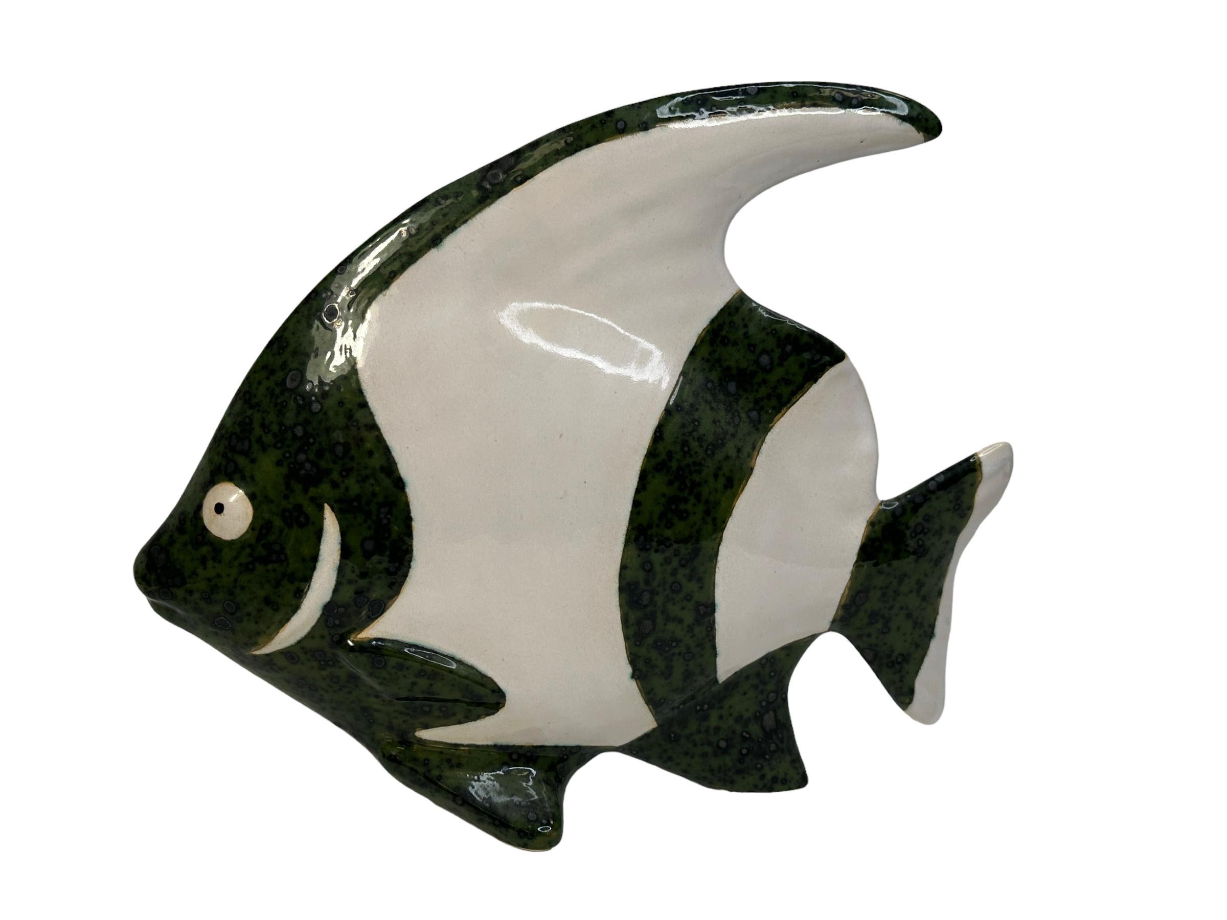 Late 20th Century Set of Two Mid-Century Modern Studio Ceramic Fish Figures, Vintage German 1980s For Sale