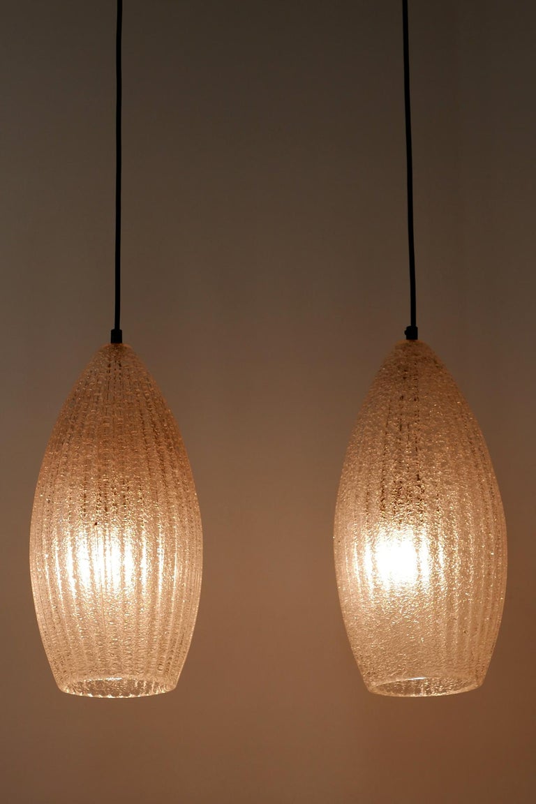 View of Set of Two Mid-Century Modern Textured Glass Pendant Lamps, 1960s ...