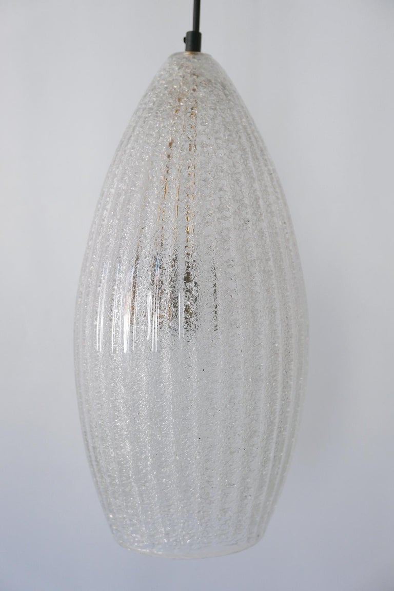 View of Set of Two Mid-Century Modern Textured Glass Pendant Lamps, 1960s ...