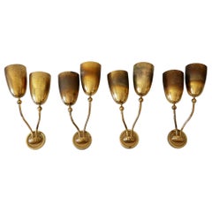 Set of Two Mid-Century Modern Two Armed Wall Lamps or Sconces, 1950s, Germany