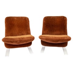 Vintage Concorde Lounge Chairs by Pierre Paulin for Artifort in Brown Velvet, 1970s