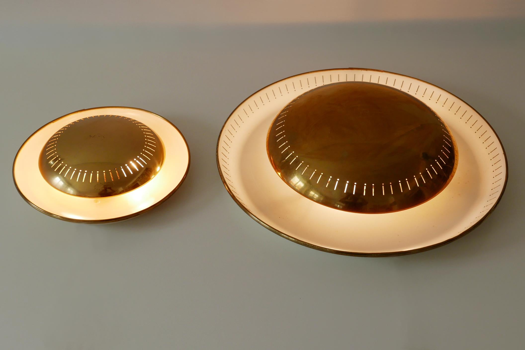 Set of Two Mid-Century Modern Wall Lamps or Flush Mounts by Hillebrand, 1950s 4