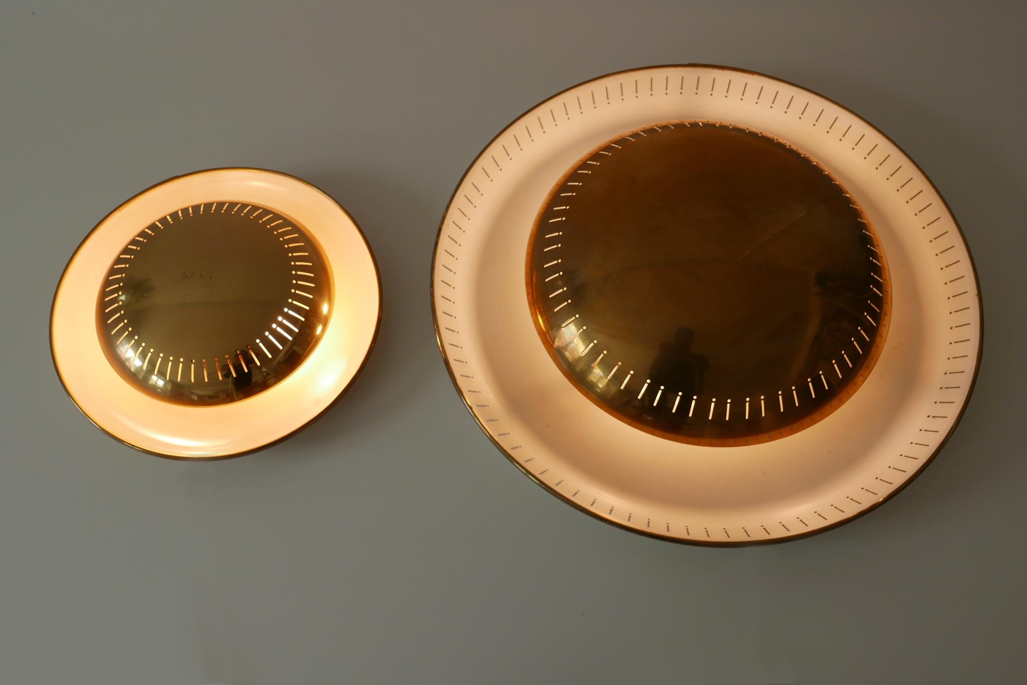 Set of Two Mid-Century Modern Wall Lamps or Flush Mounts by Hillebrand, 1950s In Good Condition In Munich, DE