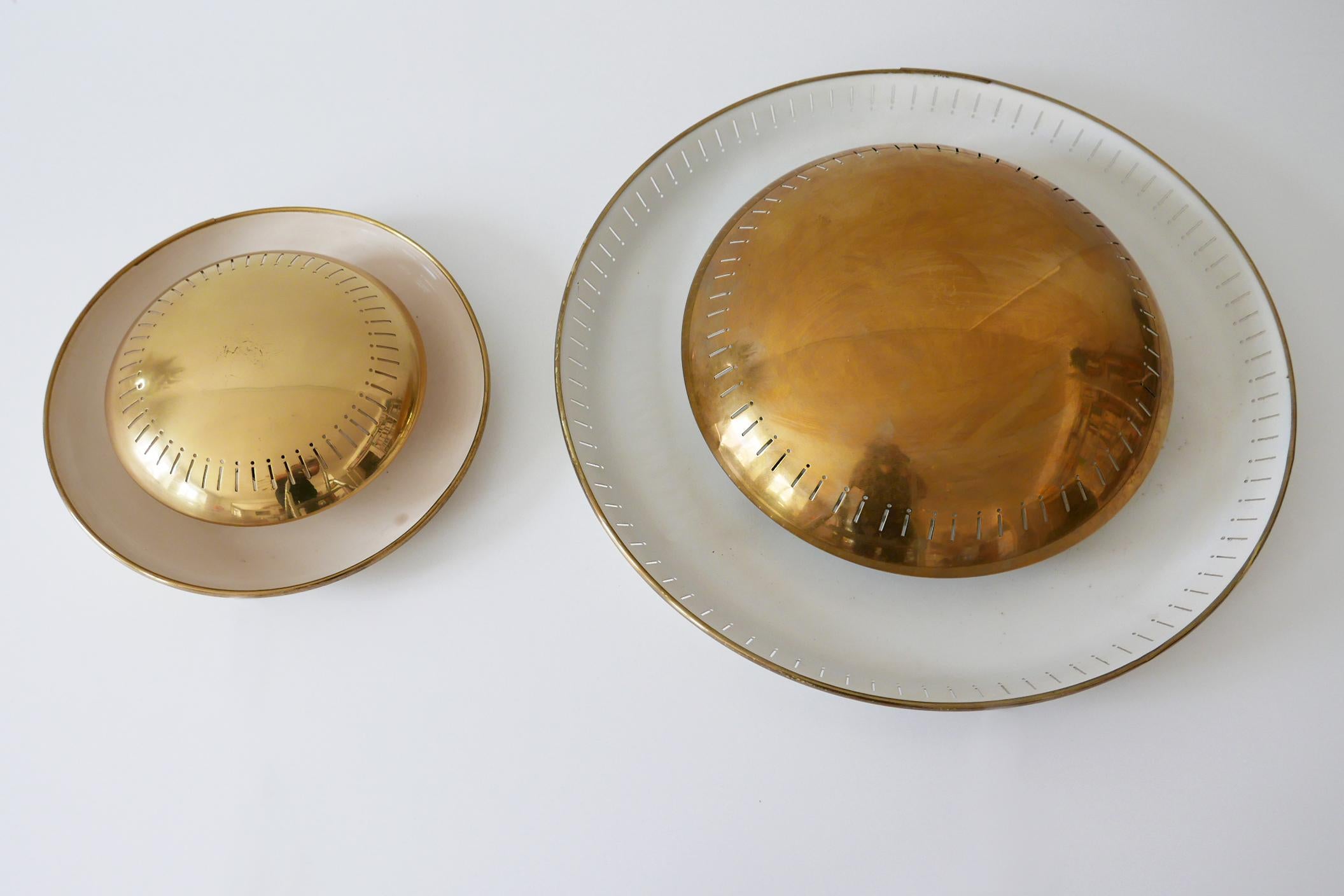 Set of Two Mid-Century Modern Wall Lamps or Flush Mounts by Hillebrand, 1950s 2