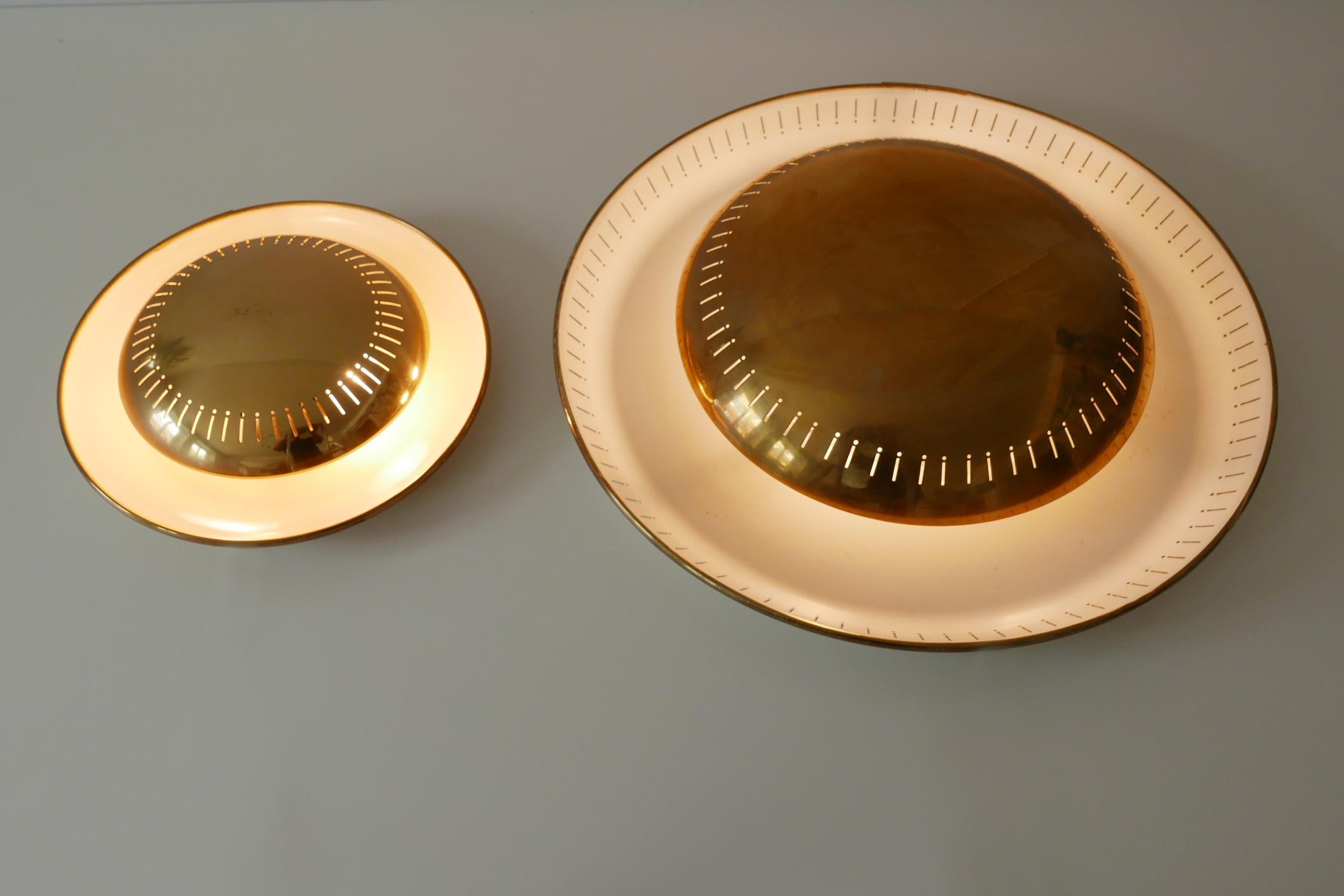 Set of Two Mid-Century Modern Wall Lamps or Flush Mounts by Hillebrand, 1950s 3