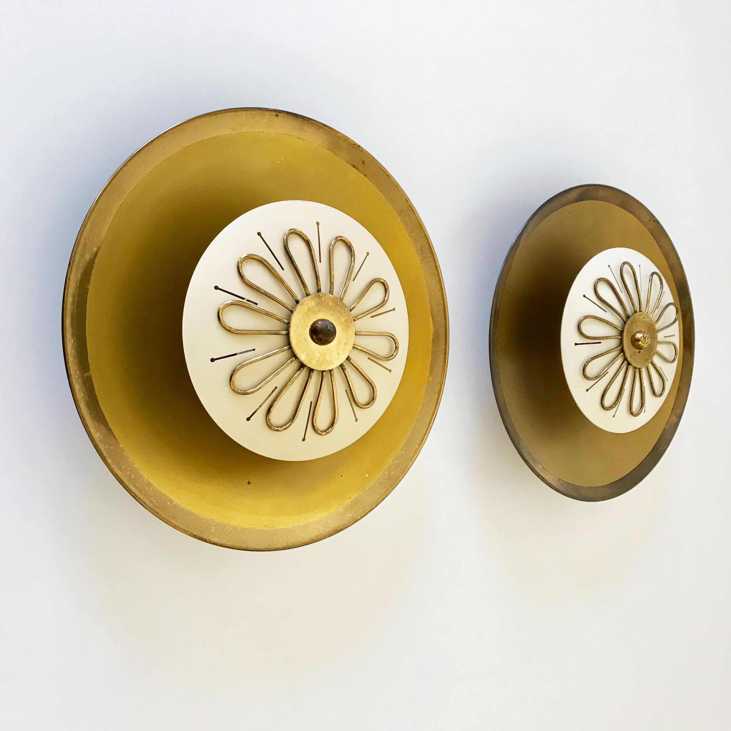 Enameled Set of Two Mid-Century Modern Wall Lamps or Flush Mounts by Wila, 1950s, Germany For Sale