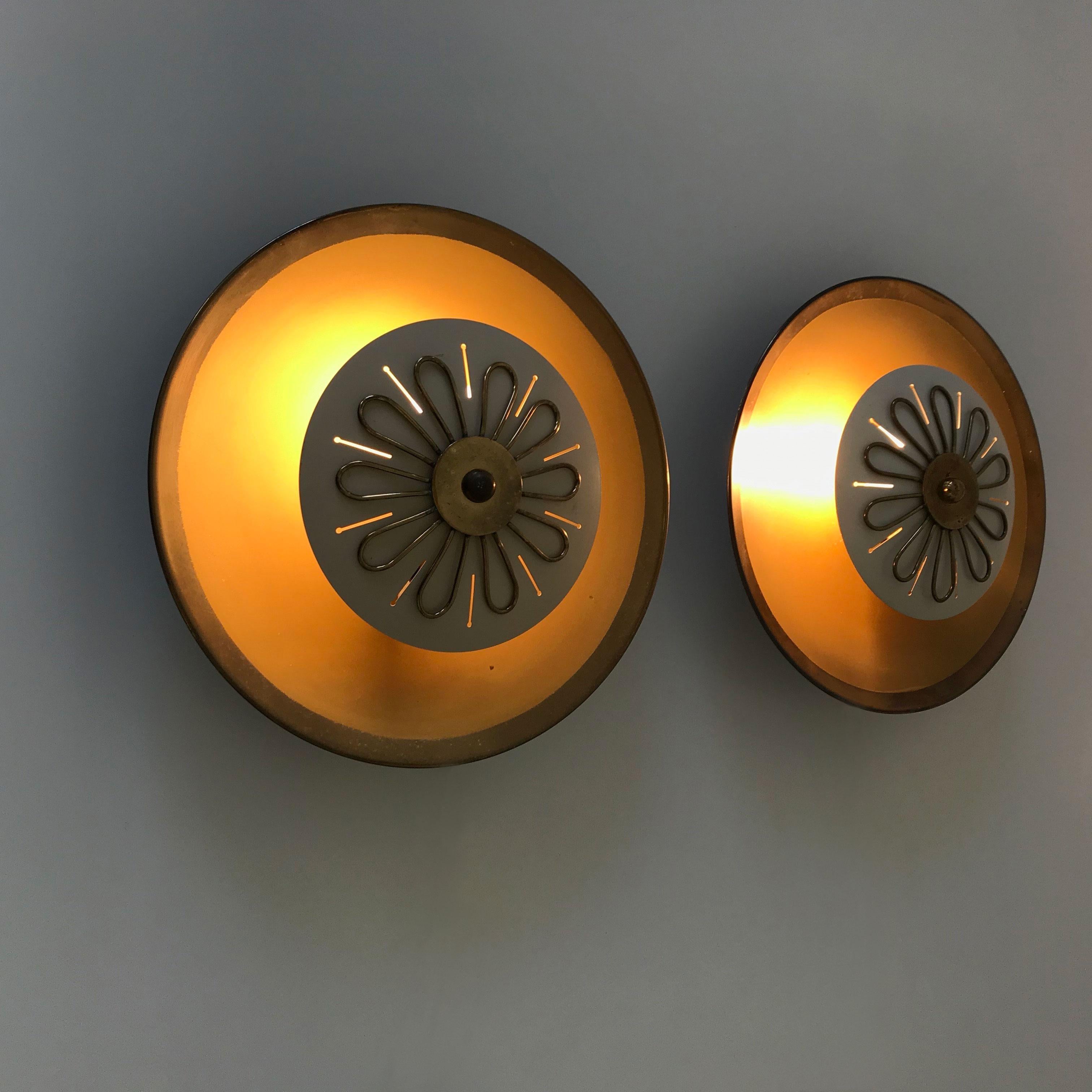 Set of Two Mid-Century Modern Wall Lamps or Flush Mounts by Wila, 1950s, Germany In Good Condition For Sale In Munich, DE