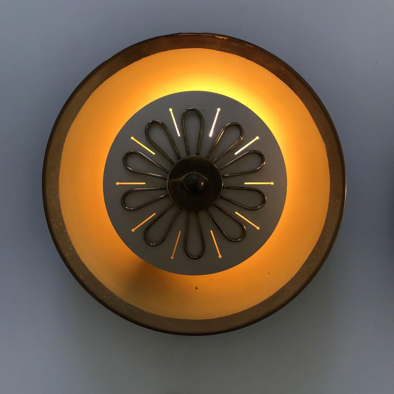 Set of Two MidCentury Modern Wall Lamps or Flush Mounts by Wila, 1950s