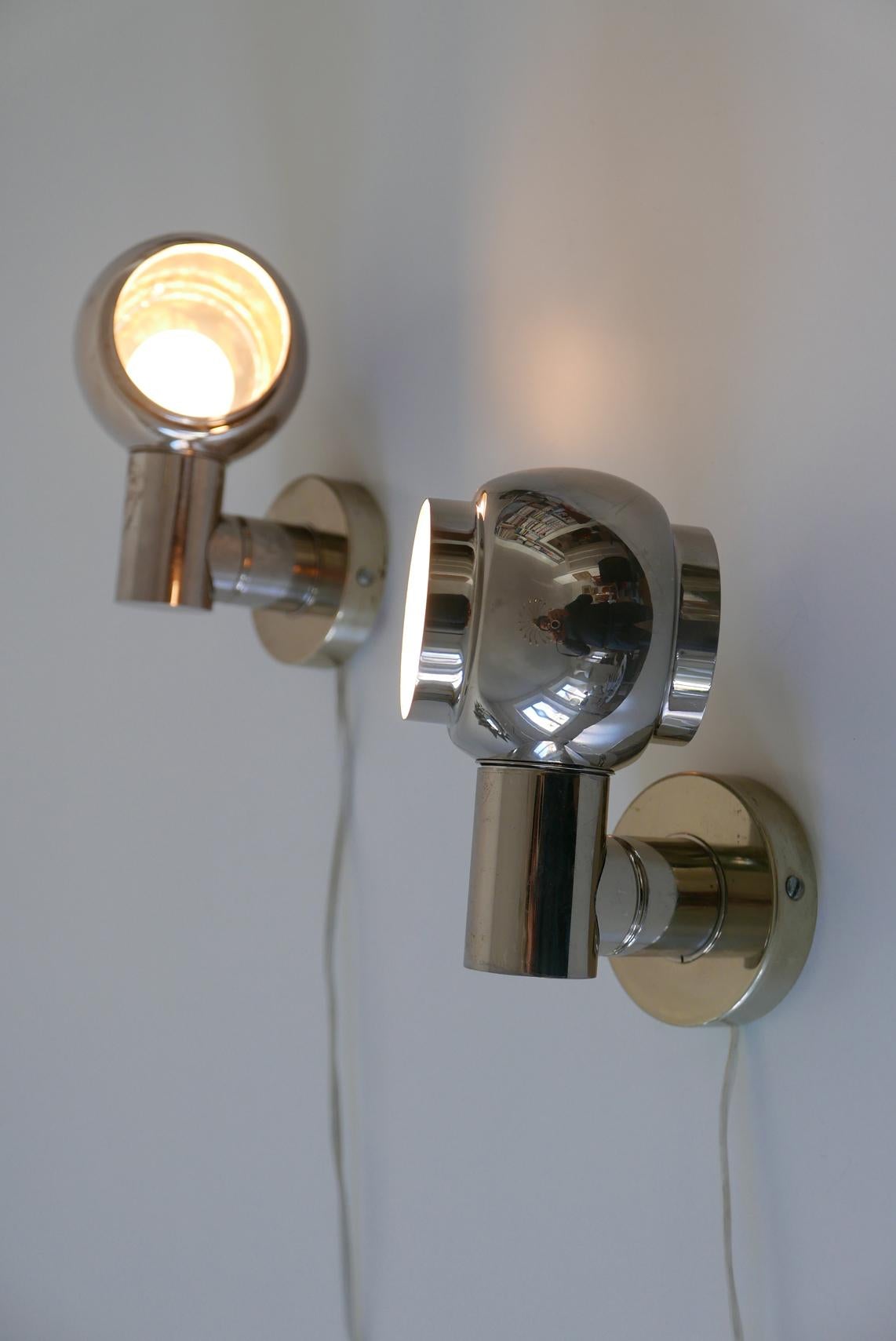 Mid-20th Century Set of Two Mid-Century Modern Wall Lamps or Sconces, 1960s, Germany For Sale