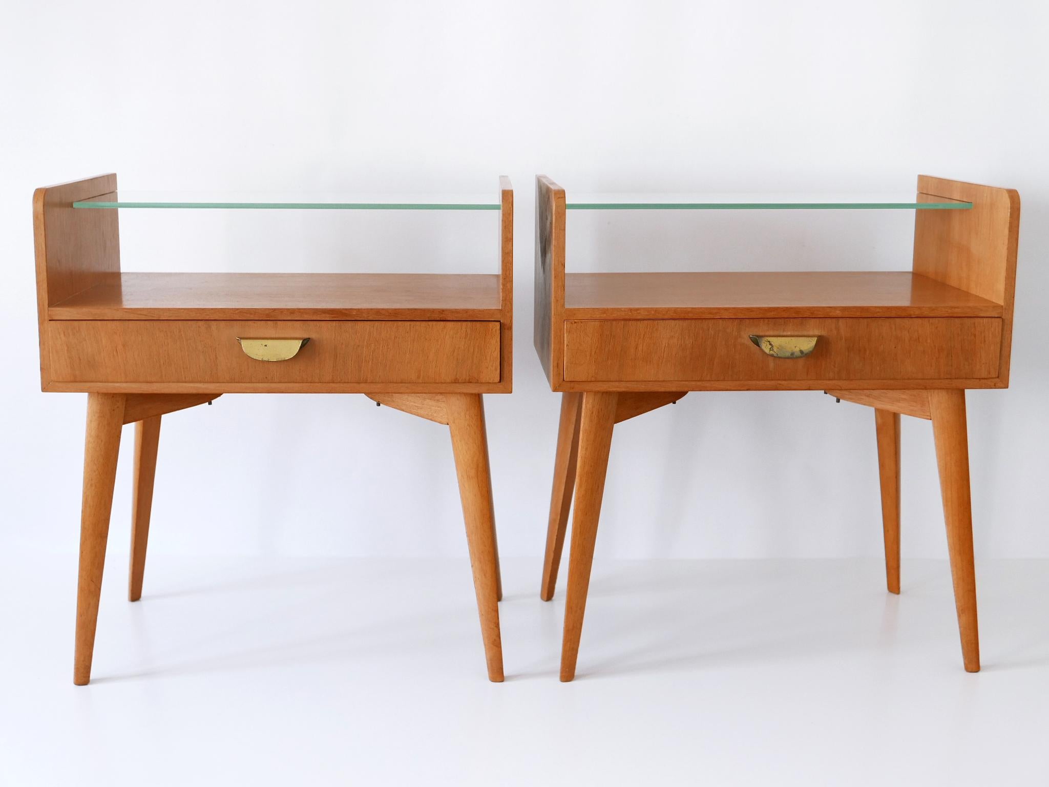 Mid-Century Modern Set of Two Mid Century Modern Walnut Nightstands by WK Möbel Germany 1950s For Sale