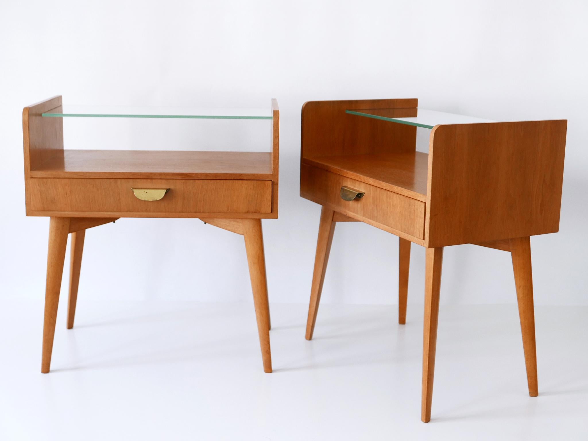 Mid-20th Century Set of Two Mid Century Modern Walnut Nightstands by WK Möbel Germany 1950s For Sale