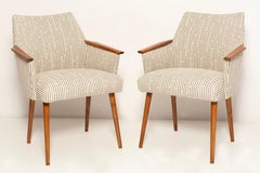 Satz von zwei modernen Stühlen der Jahrhundertmitte in Beige und Grau, 1960er Jahre, Deutschland