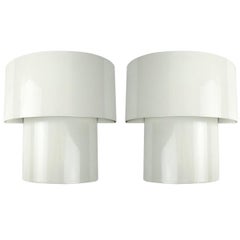 Set of Two Mid-Century Modern White Steel Sconces in RAAK Amsterdam Style