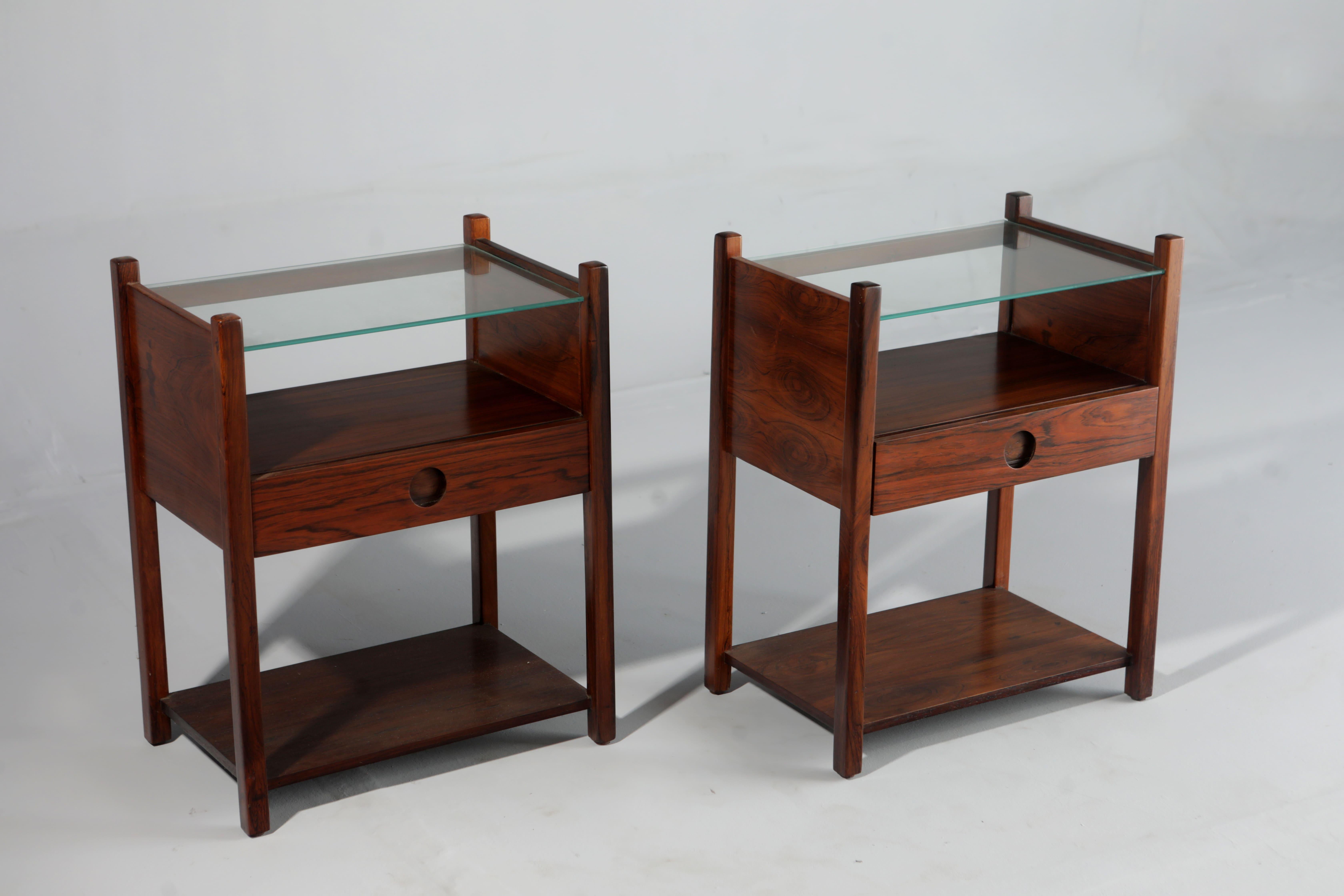 Metalwork Set of Two Mid-Century Modern “Yara“ Bedside Tables by Sergio Rodrigues, Brazil