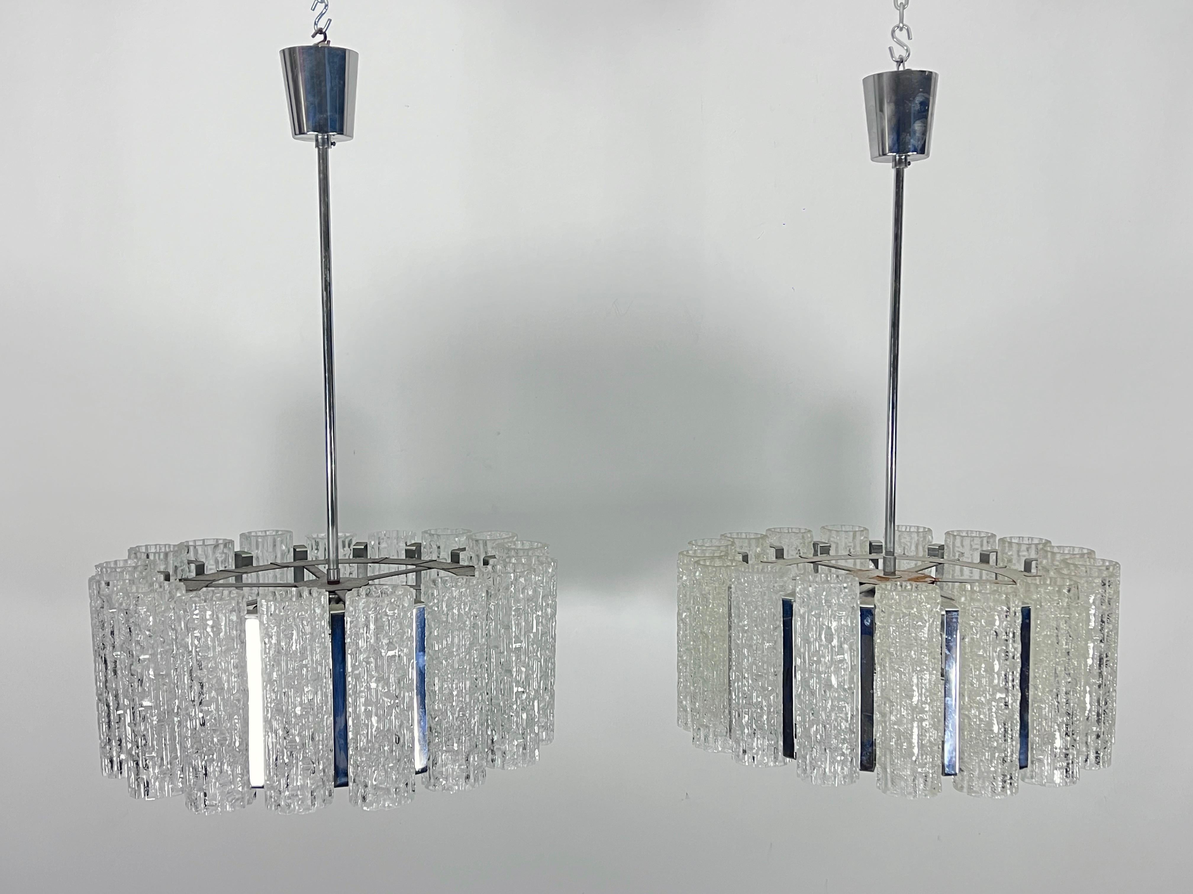 Murano Glass Set of two Mid-Century Murano glass element chandeliers. Italy 1960s For Sale