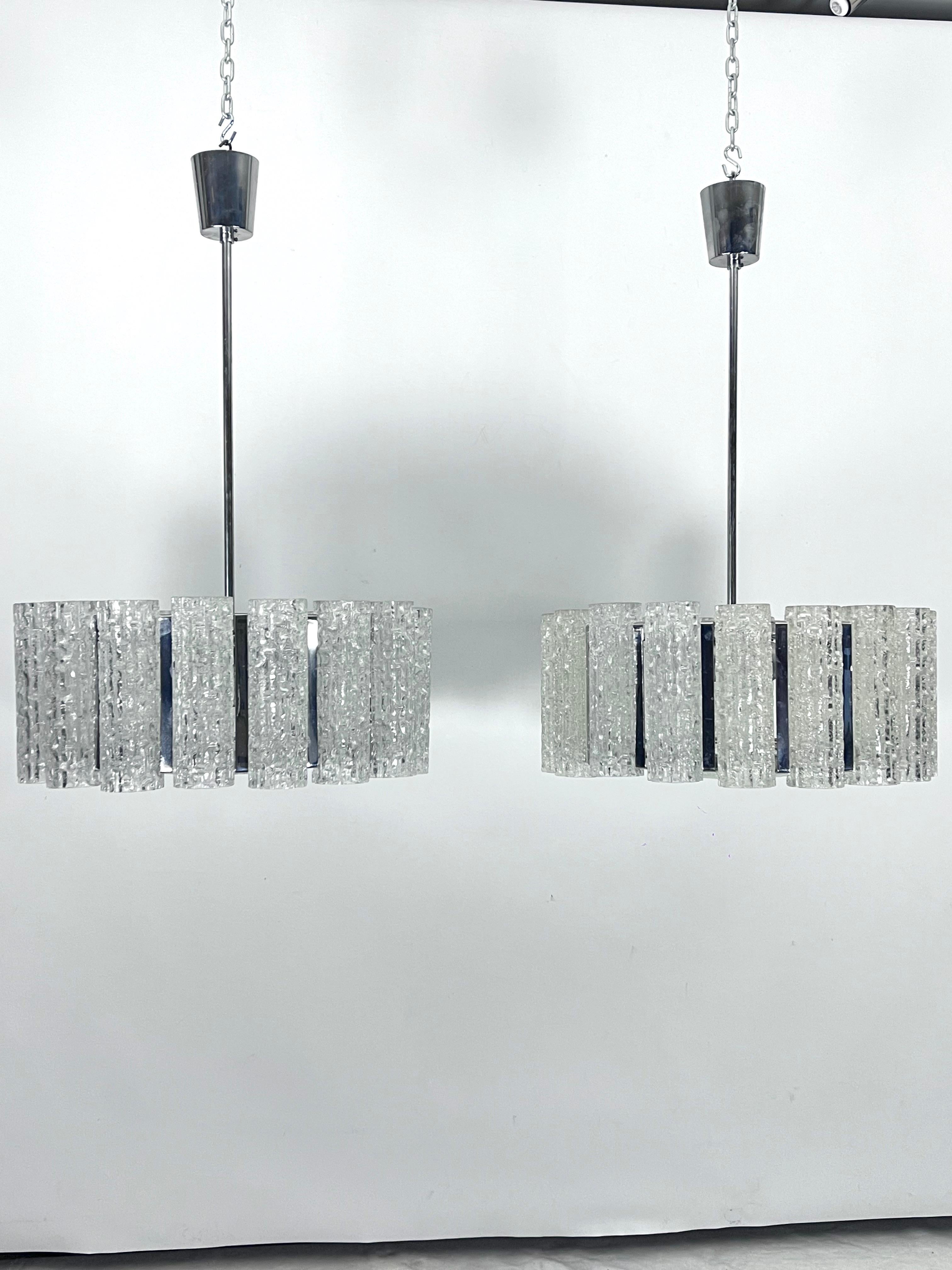Set of two Mid-Century Murano glass element chandeliers. Italy 1960s For Sale 1