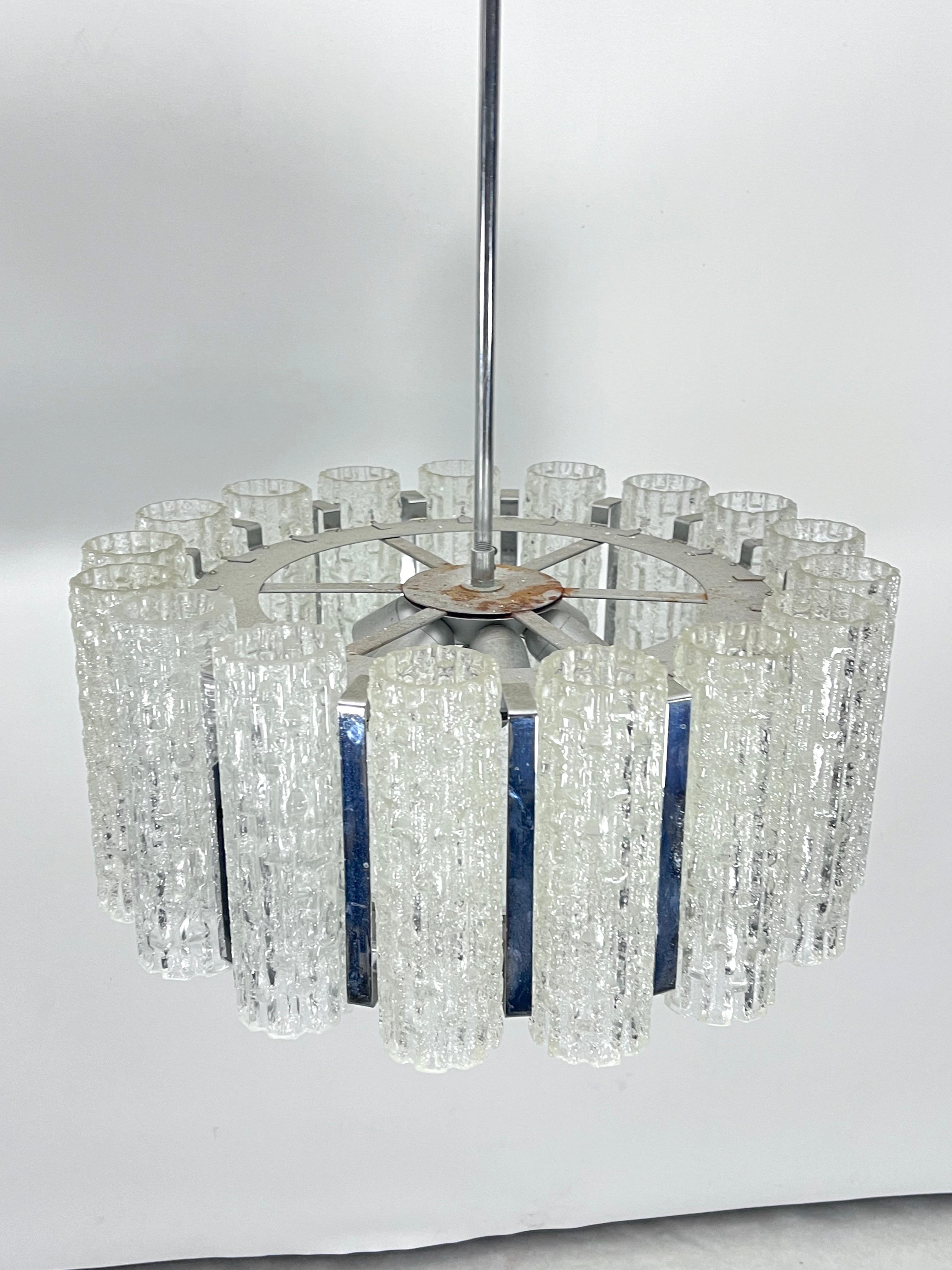 Set of two Mid-Century Murano glass element chandeliers. Italy 1960s For Sale 2