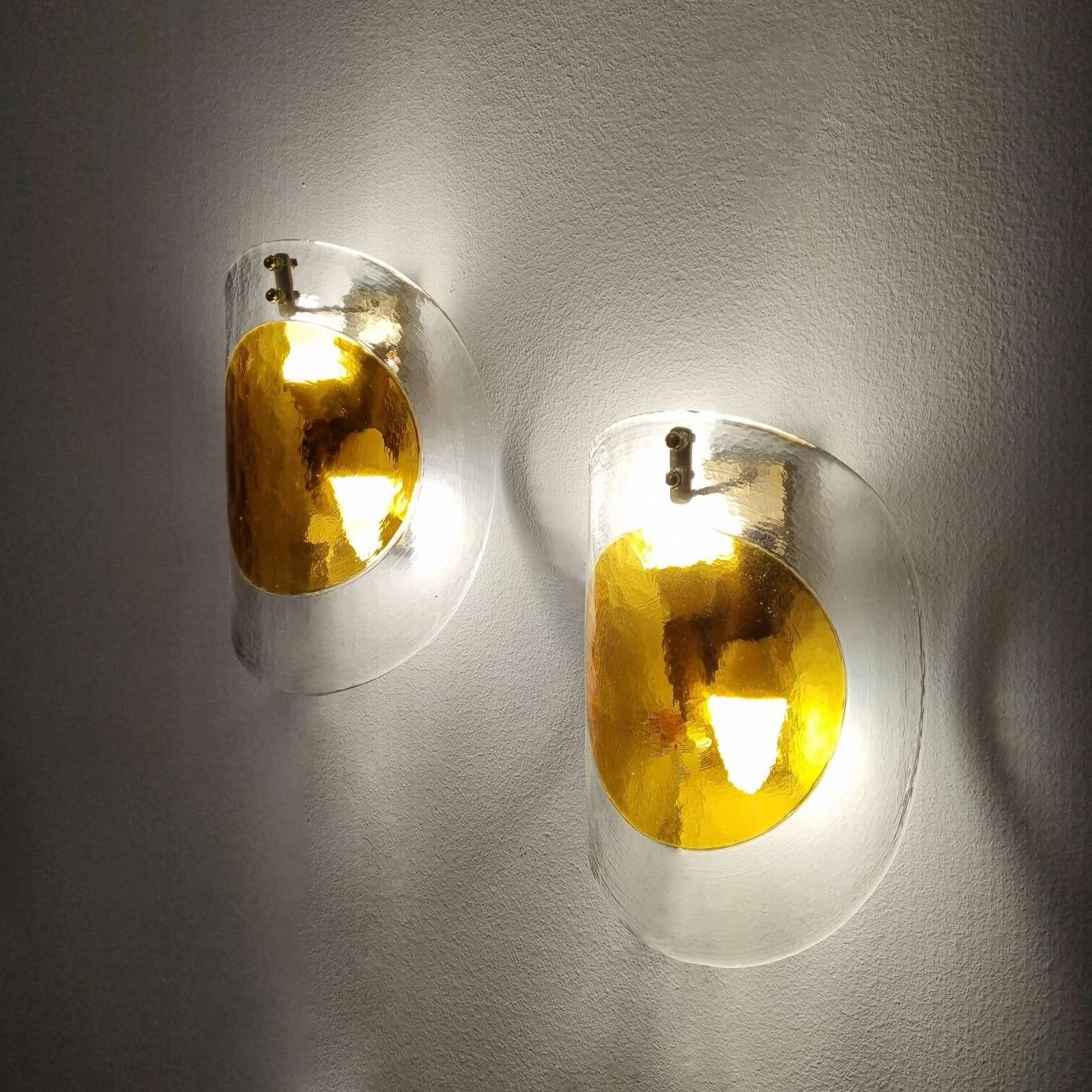 Murano Glass Set of Two Mid Century Murano Wall Lamps by La Murrina, Italy 70s