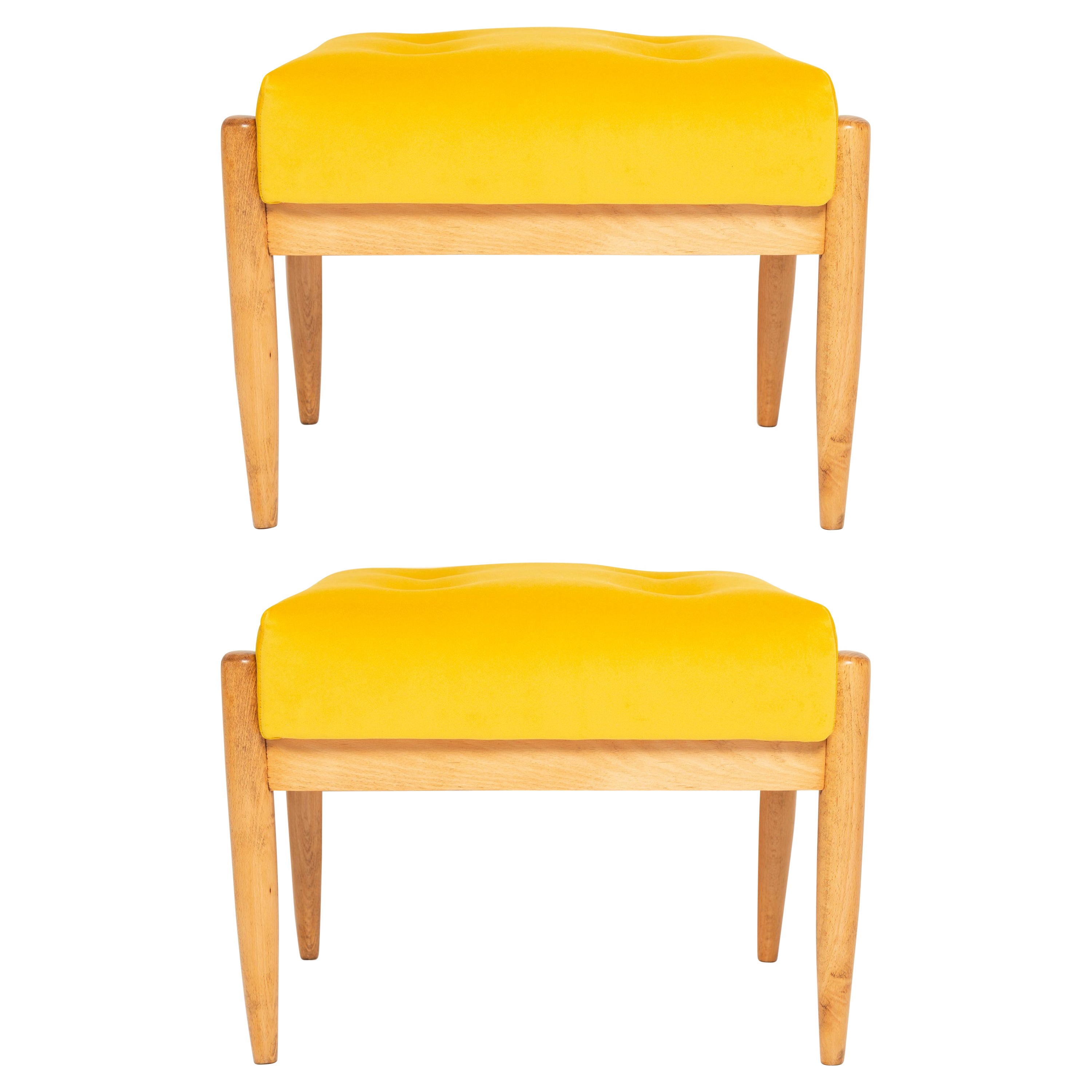 Set di due sgabelli vintage giallo senape di metà secolo, Edmund Homa, anni '60