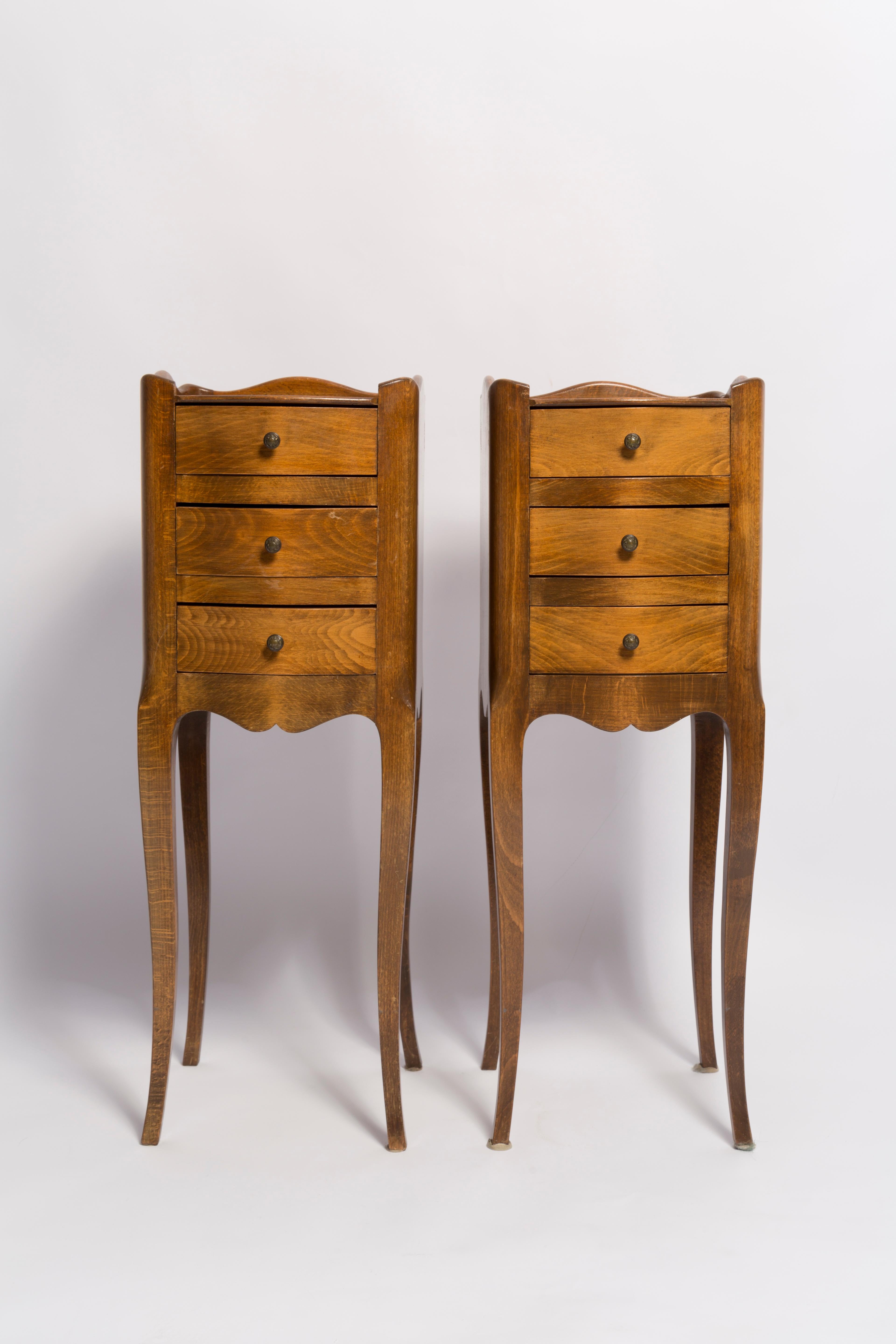 Mid-Century Modern Set of Two Mid-Century Night Tables, Wood, France, 1960s For Sale
