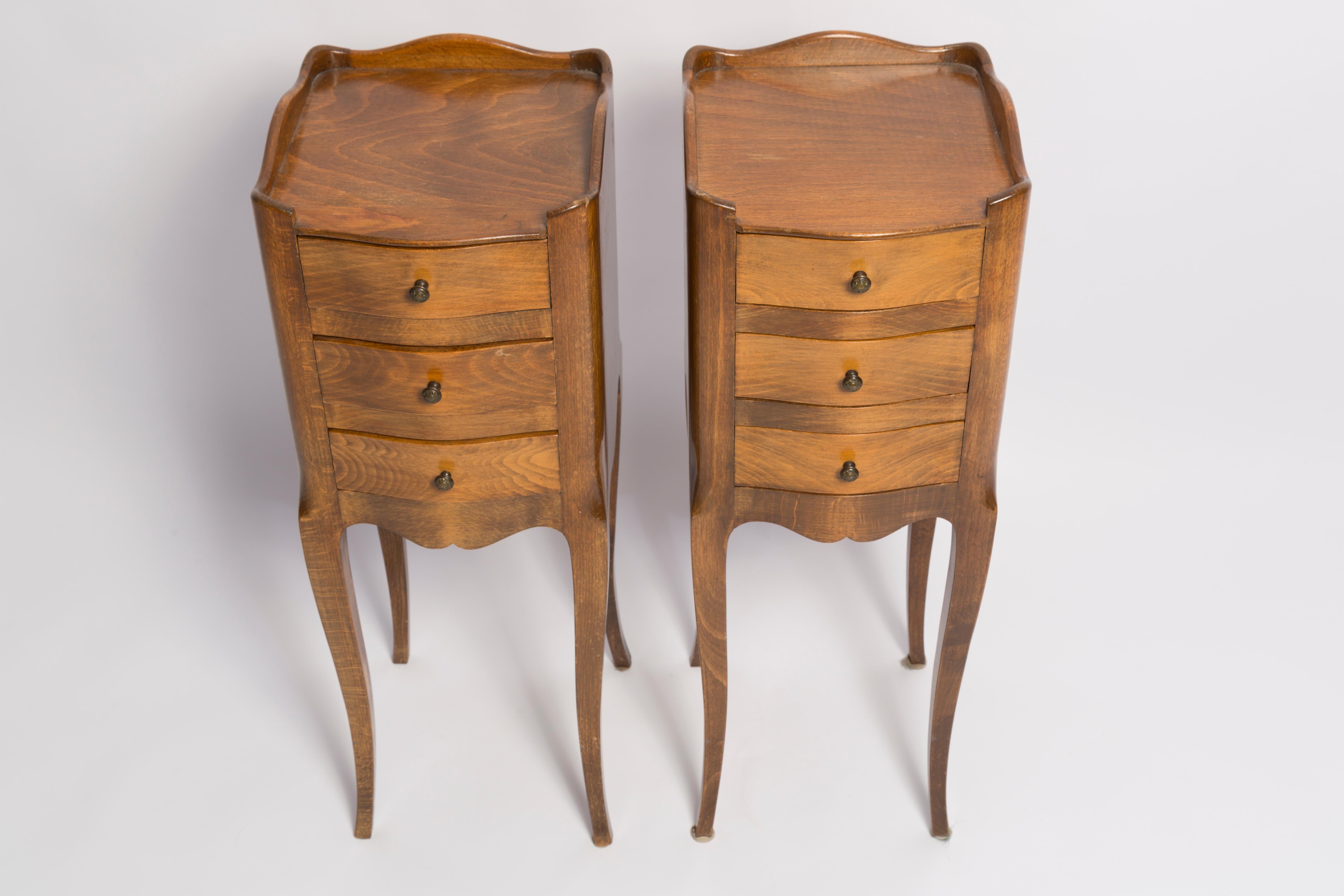 20th Century Set of Two Mid-Century Night Tables, Wood, France, 1960s For Sale