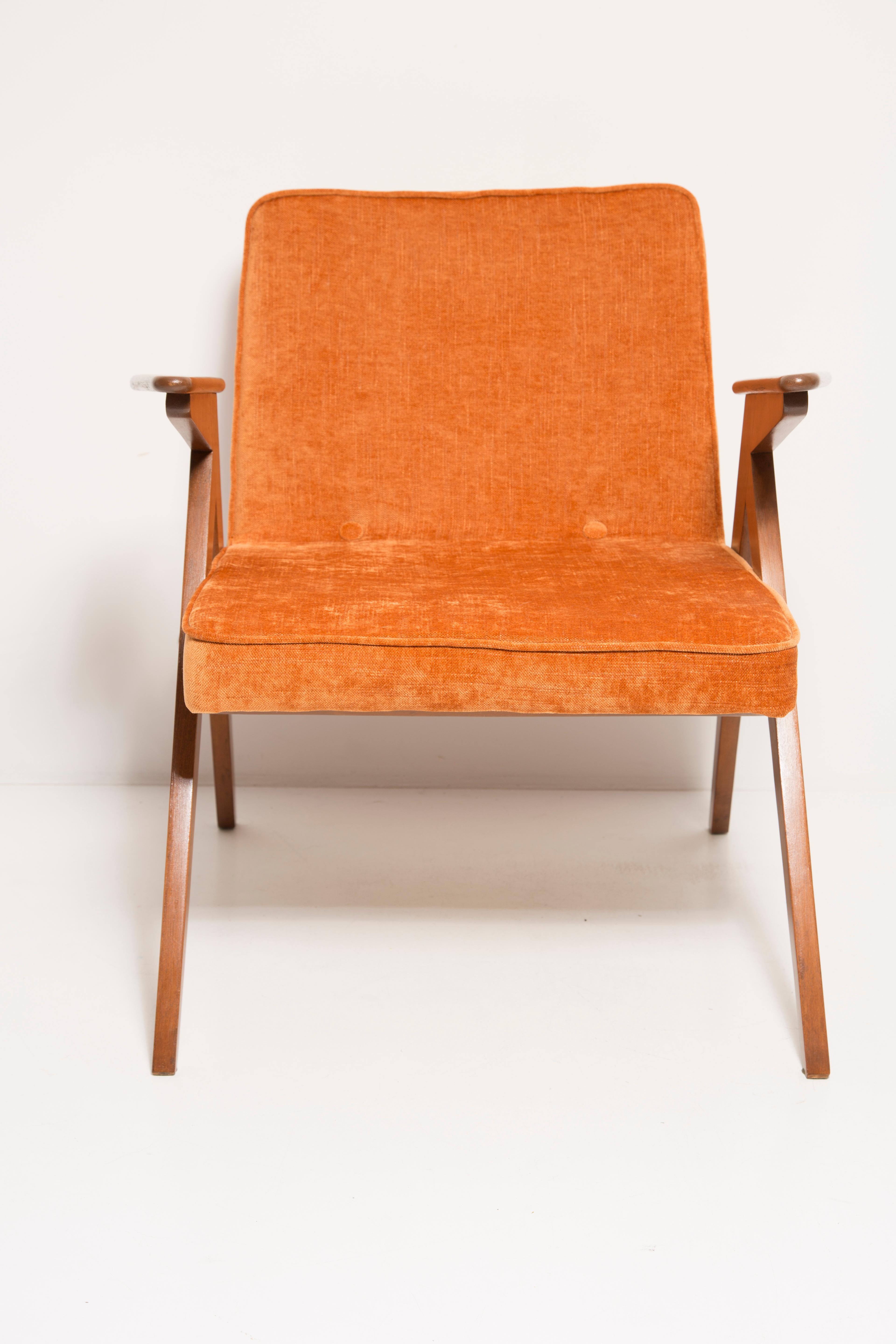 Set of Two Midcentury Orange Bunny Armchairs by Jozef Chierowski, Poland, 1960s For Sale 3