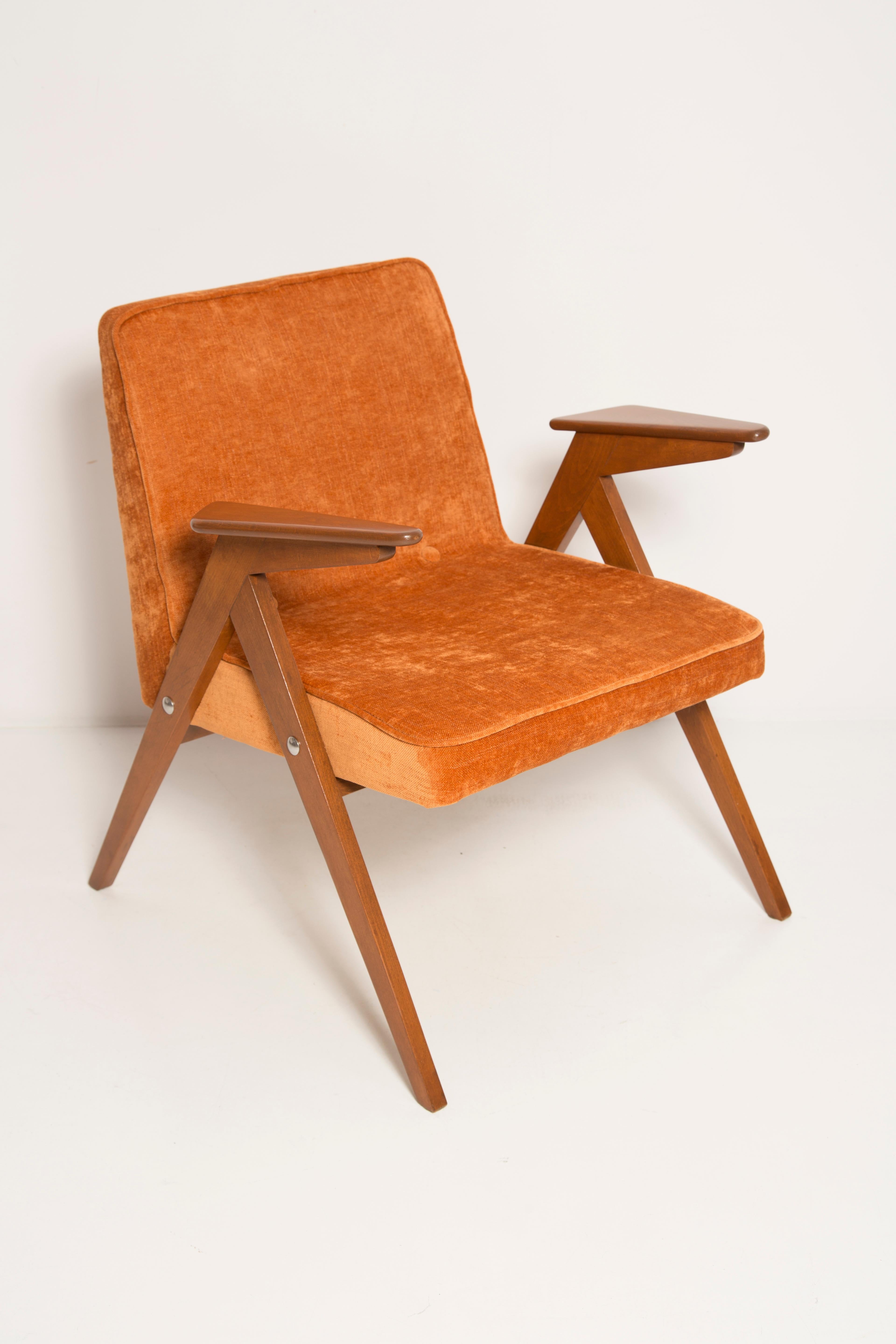 20th Century Set of Two Midcentury Orange Bunny Armchairs by Jozef Chierowski, Poland, 1960s For Sale