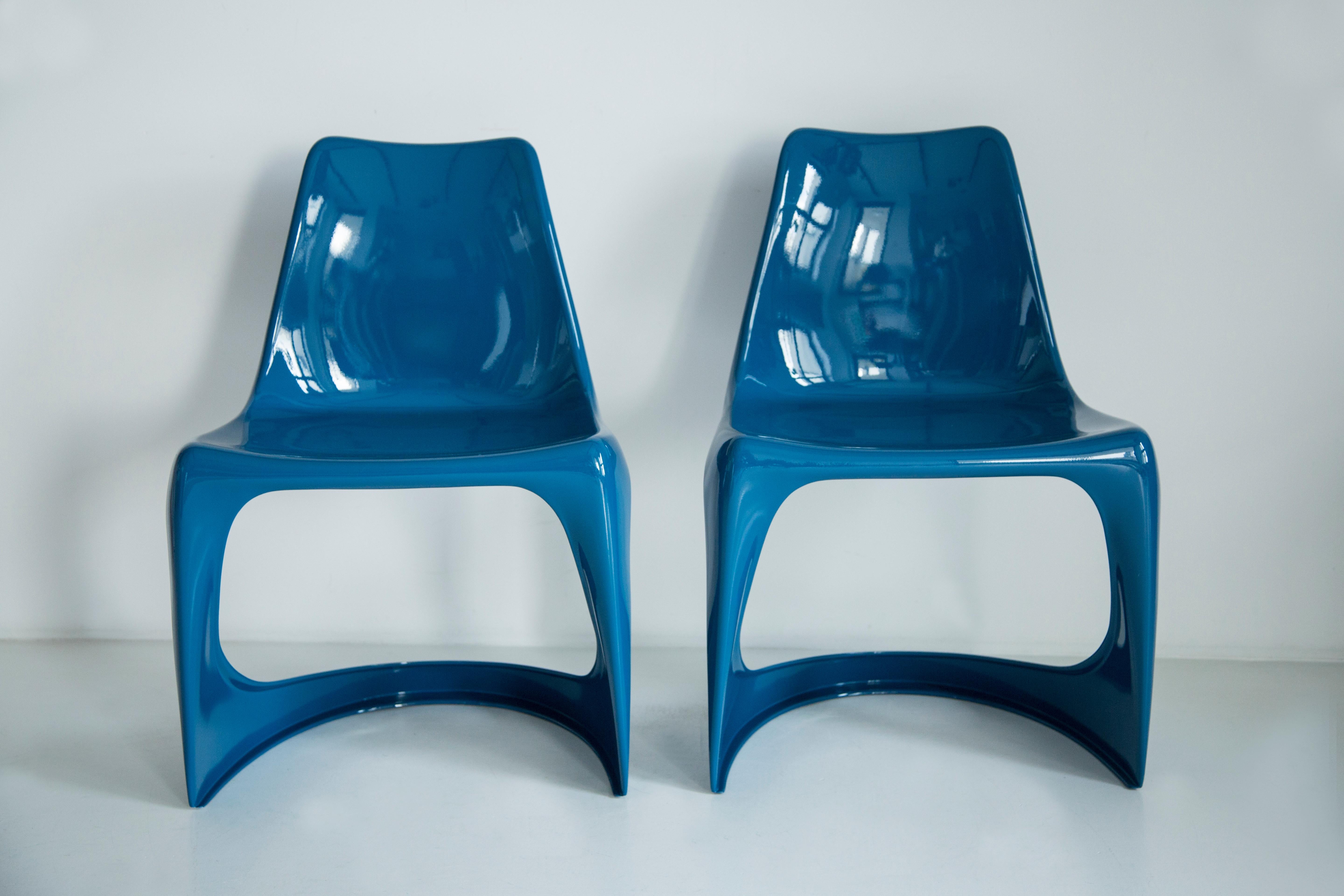 Set of Two Mid Century Sea Blue Cado Chairs, Steen Østergaard, Europe, 1960s For Sale 4