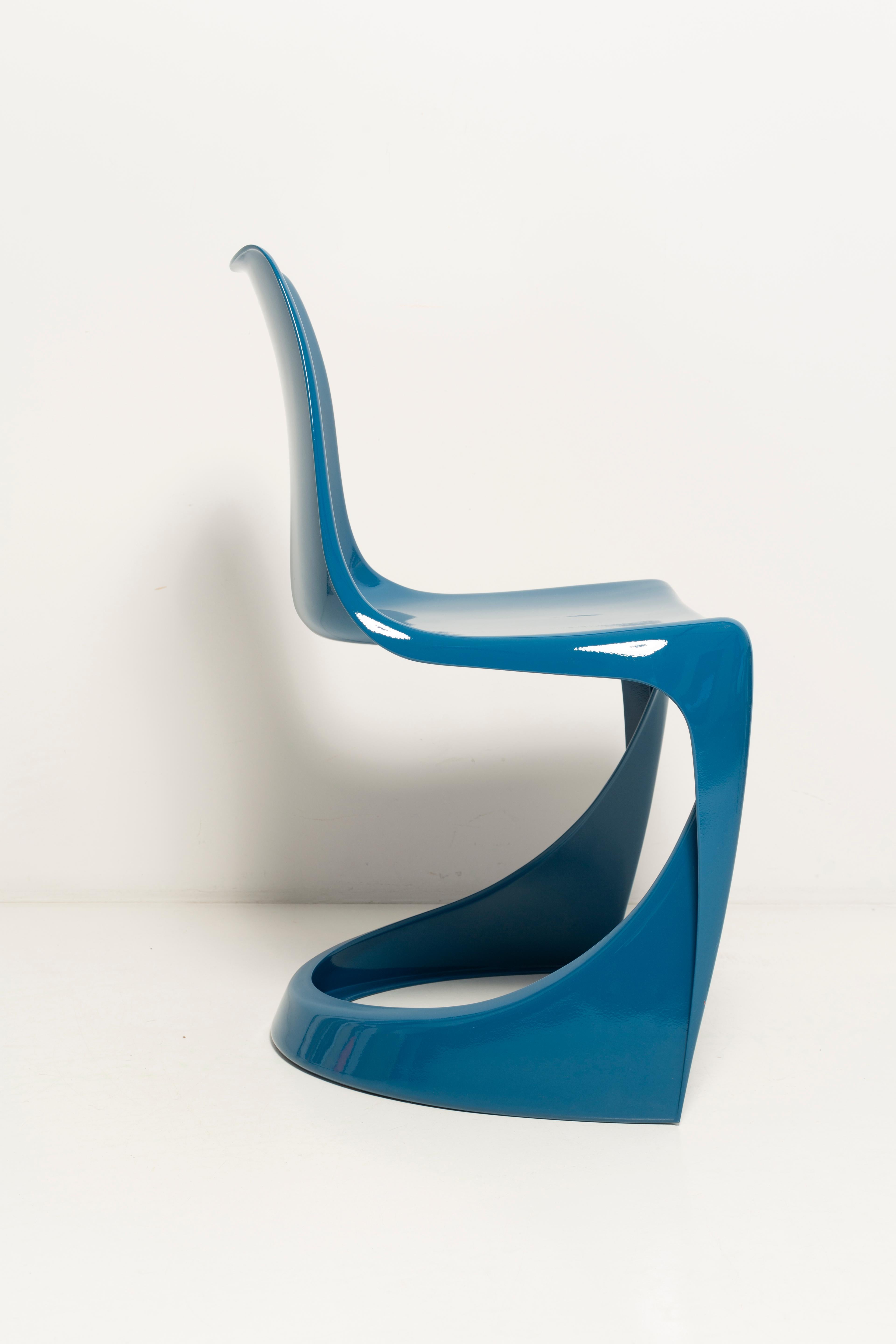 Hand-Painted Set of Two Mid Century Sea Blue Cado Chairs, Steen Østergaard, Europe, 1960s For Sale