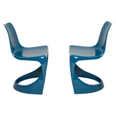 Vintage Set of Two Mid Century Sea Blue Cado Chairs, Steen Østergaard, Europe, 1960s