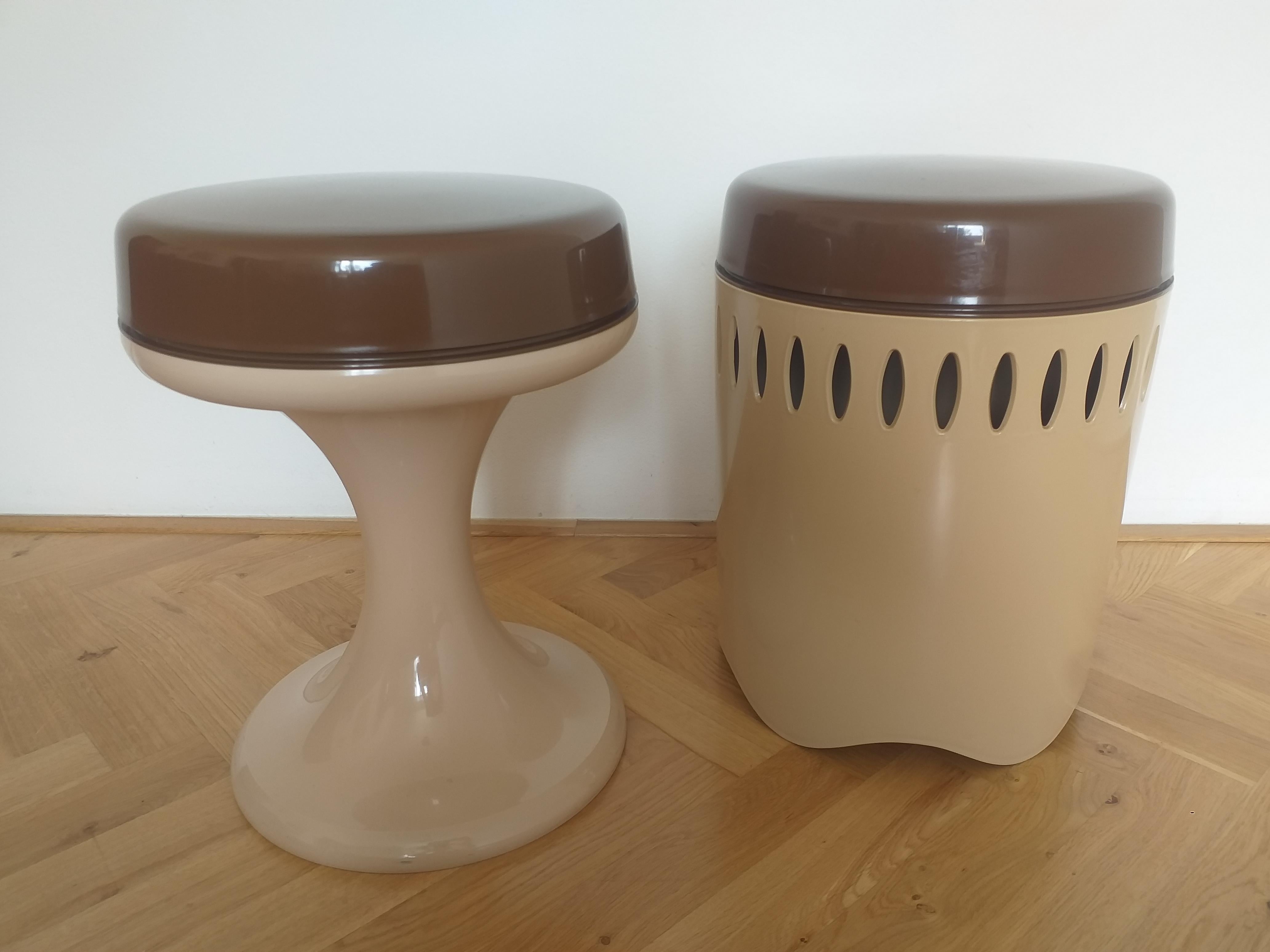 Plastic Set of Two Mid Century Stools EMSA, West Germany, 1970s For Sale