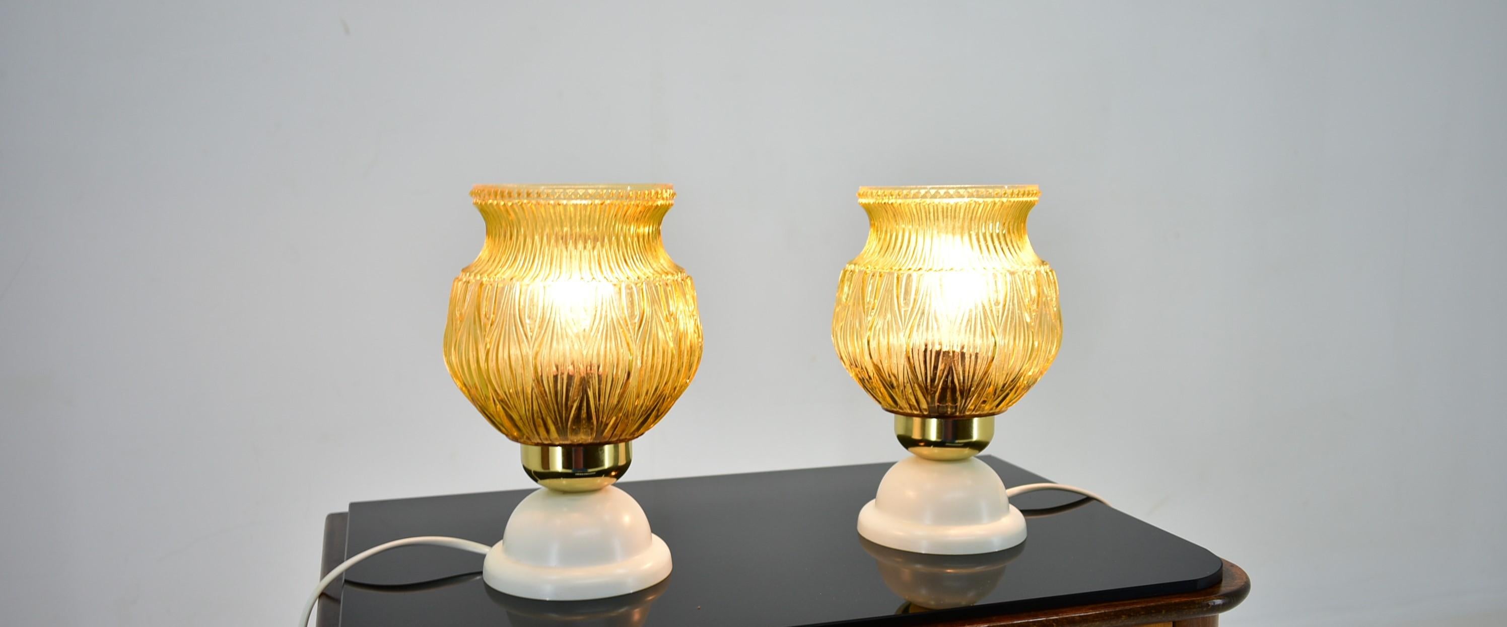 Mid-Century Modern Set of Two Mid-Century Table Lamps, Czechoslovakia, 1970s For Sale