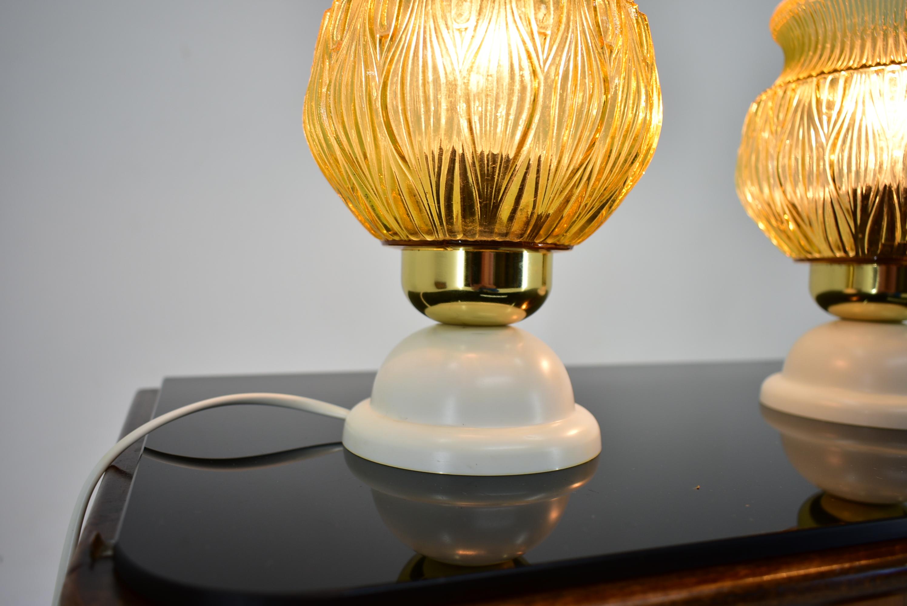 Set of Two Mid-Century Table Lamps, Czechoslovakia, 1970s In Good Condition For Sale In Praha, CZ